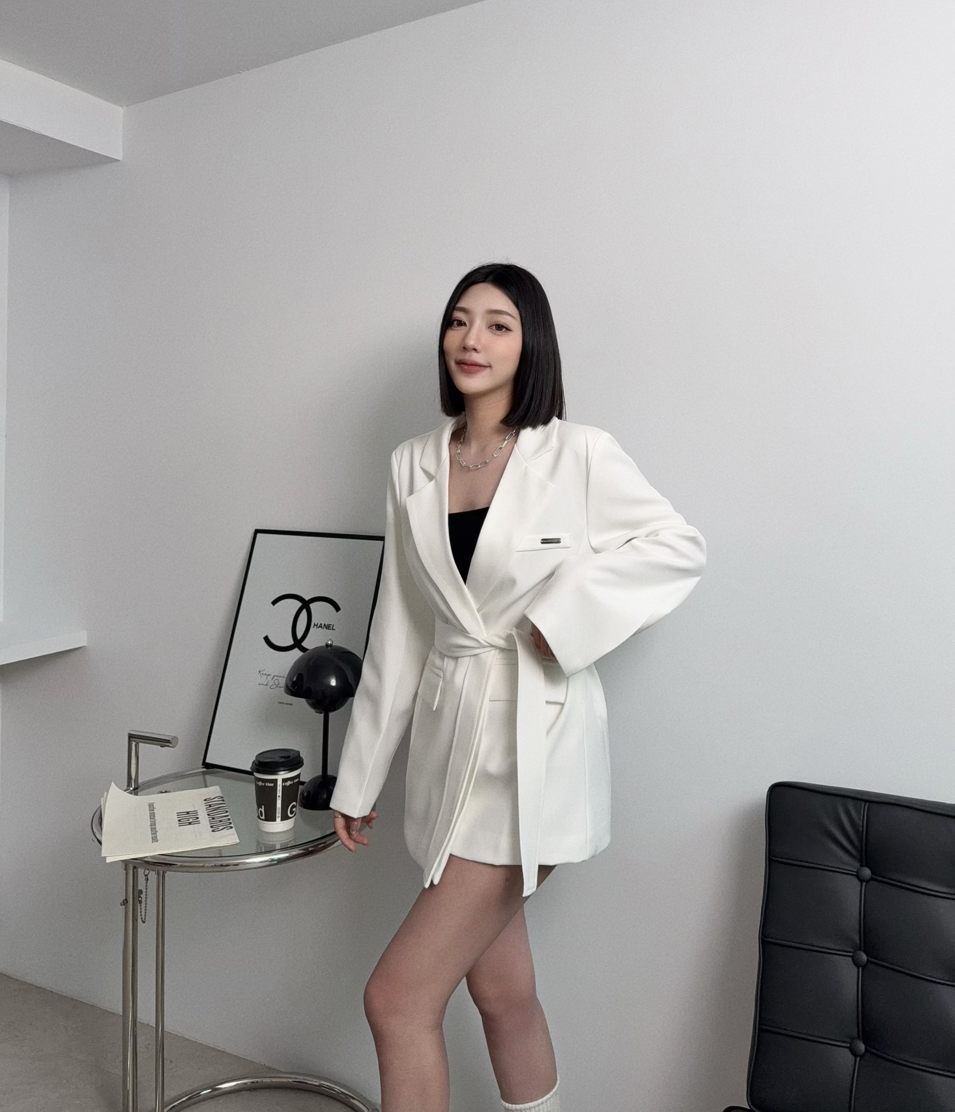 5470『訂製款』韓版鐵標綁帶西裝外套