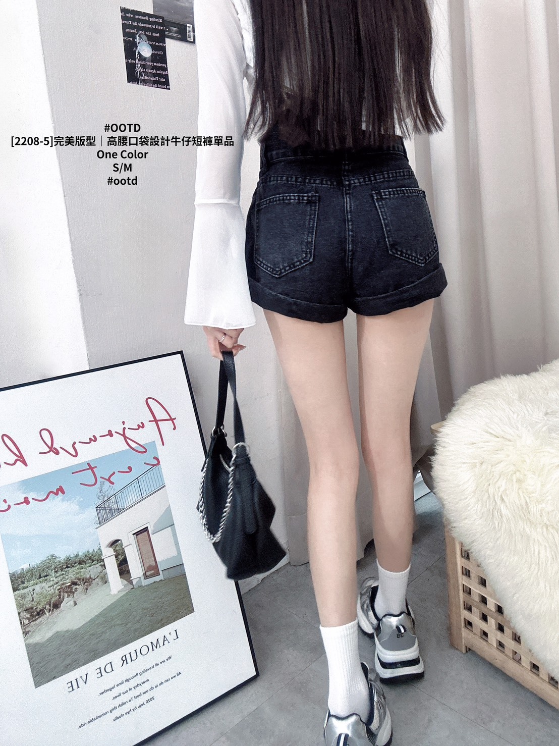 [2208-5]完美版型｜高腰口袋設計牛仔短褲單品 (3)