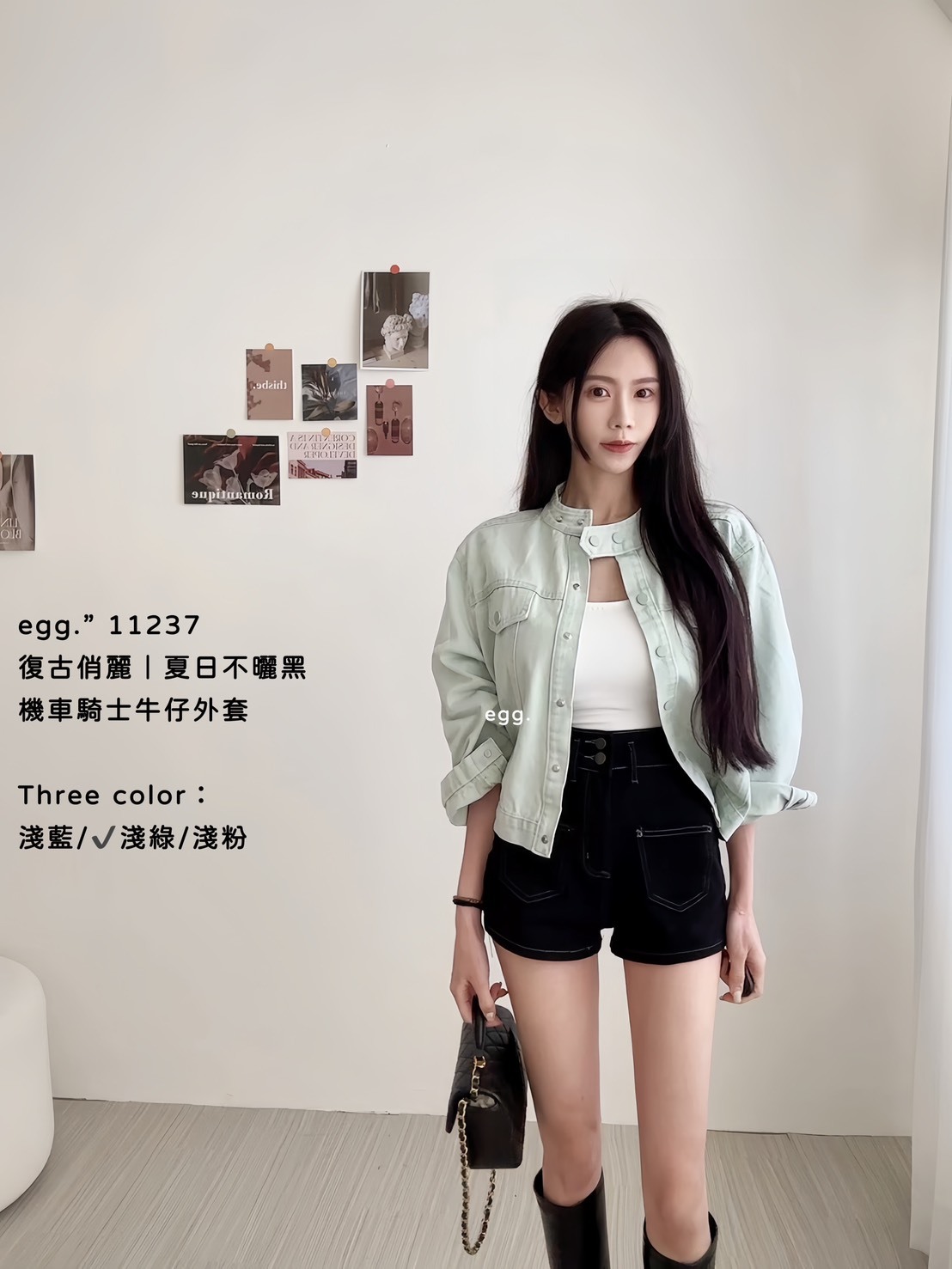 11237復古俏麗｜夏日不曬黑機車騎士牛仔外套 (4)