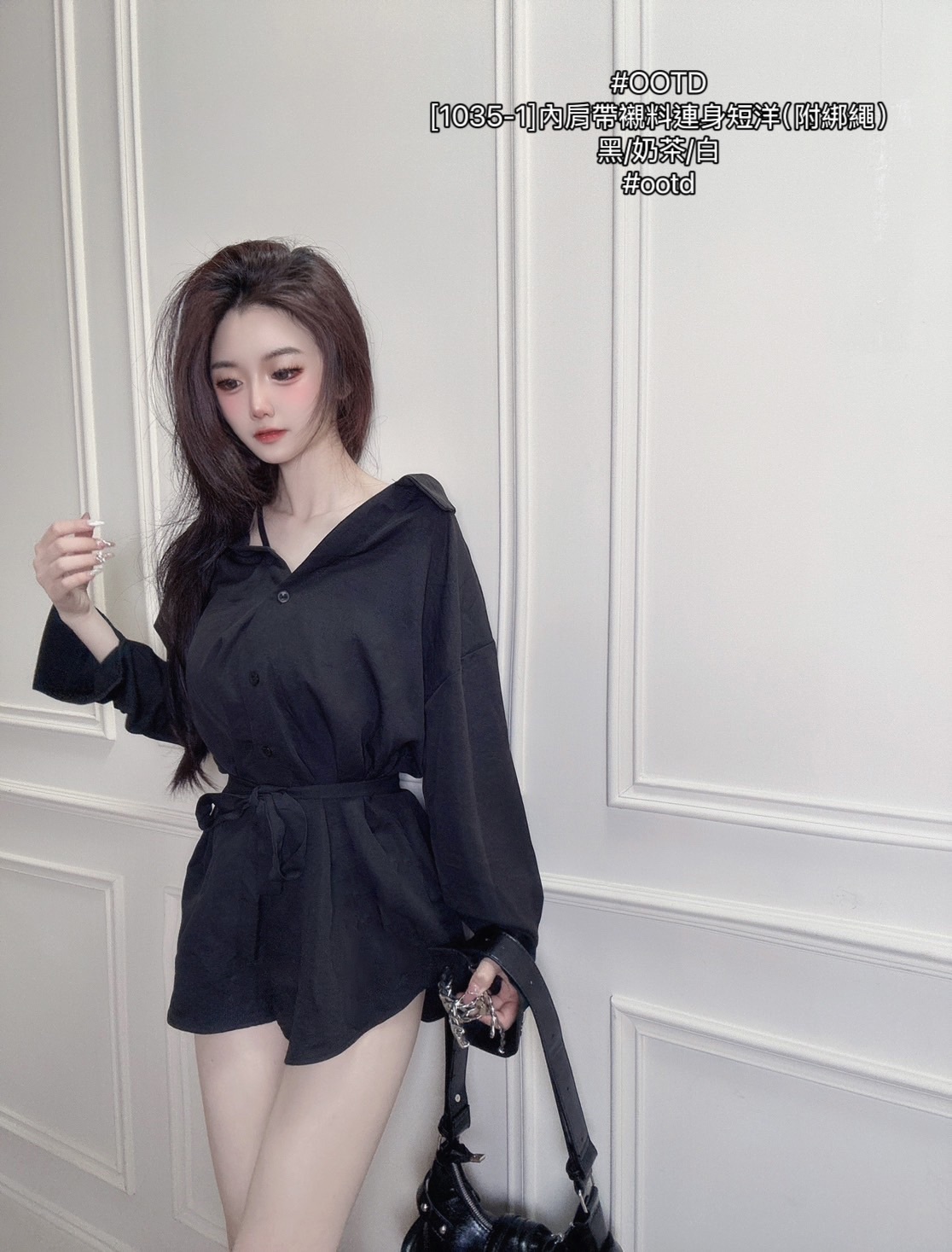 [1035-1]內肩帶襯料連身短洋（附綁繩） (6)
