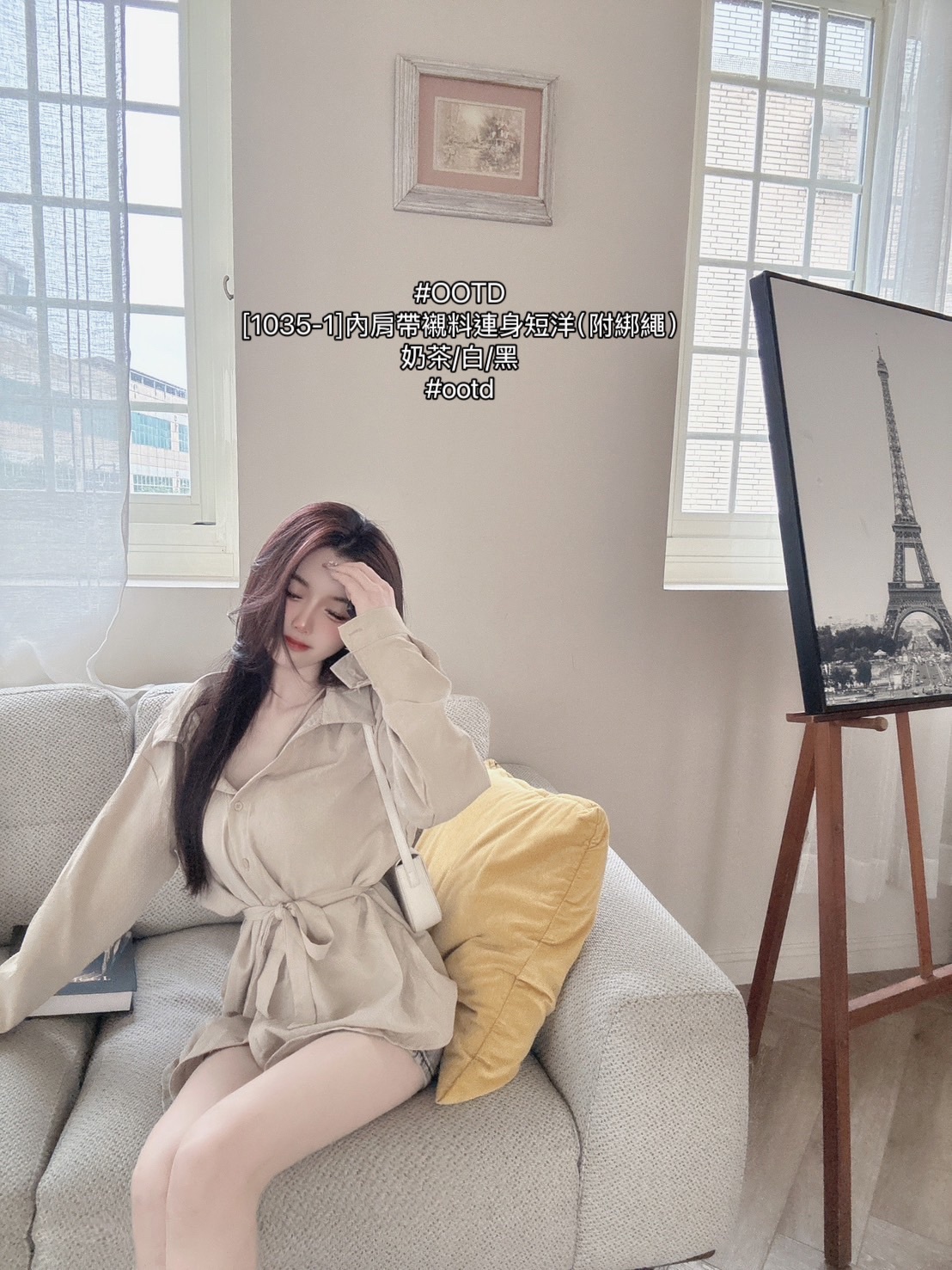 [1035-1]內肩帶襯料連身短洋（附綁繩） (4)