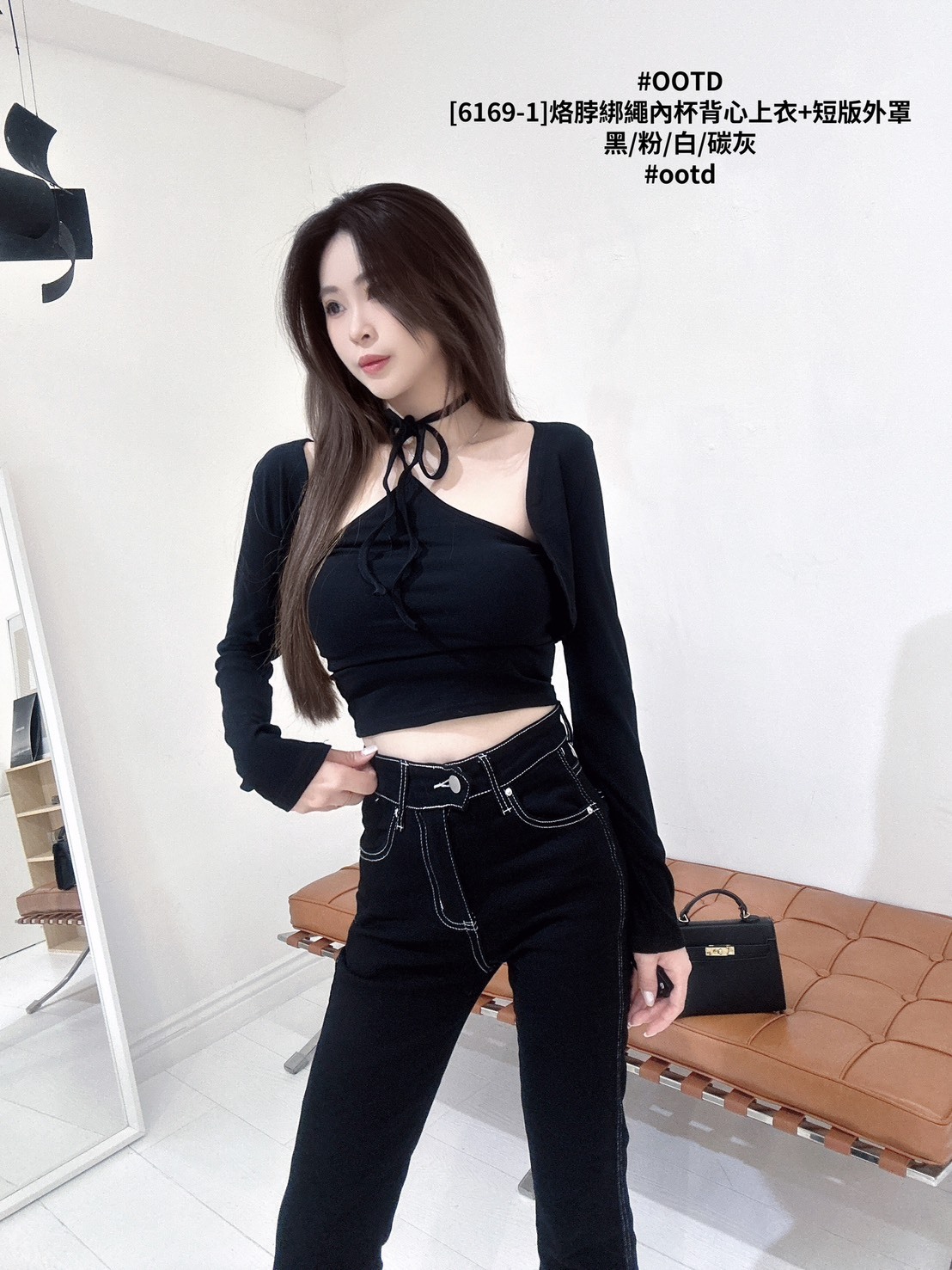 [6169-1]烙脖綁繩內杯背心上衣+短版外罩 (7)