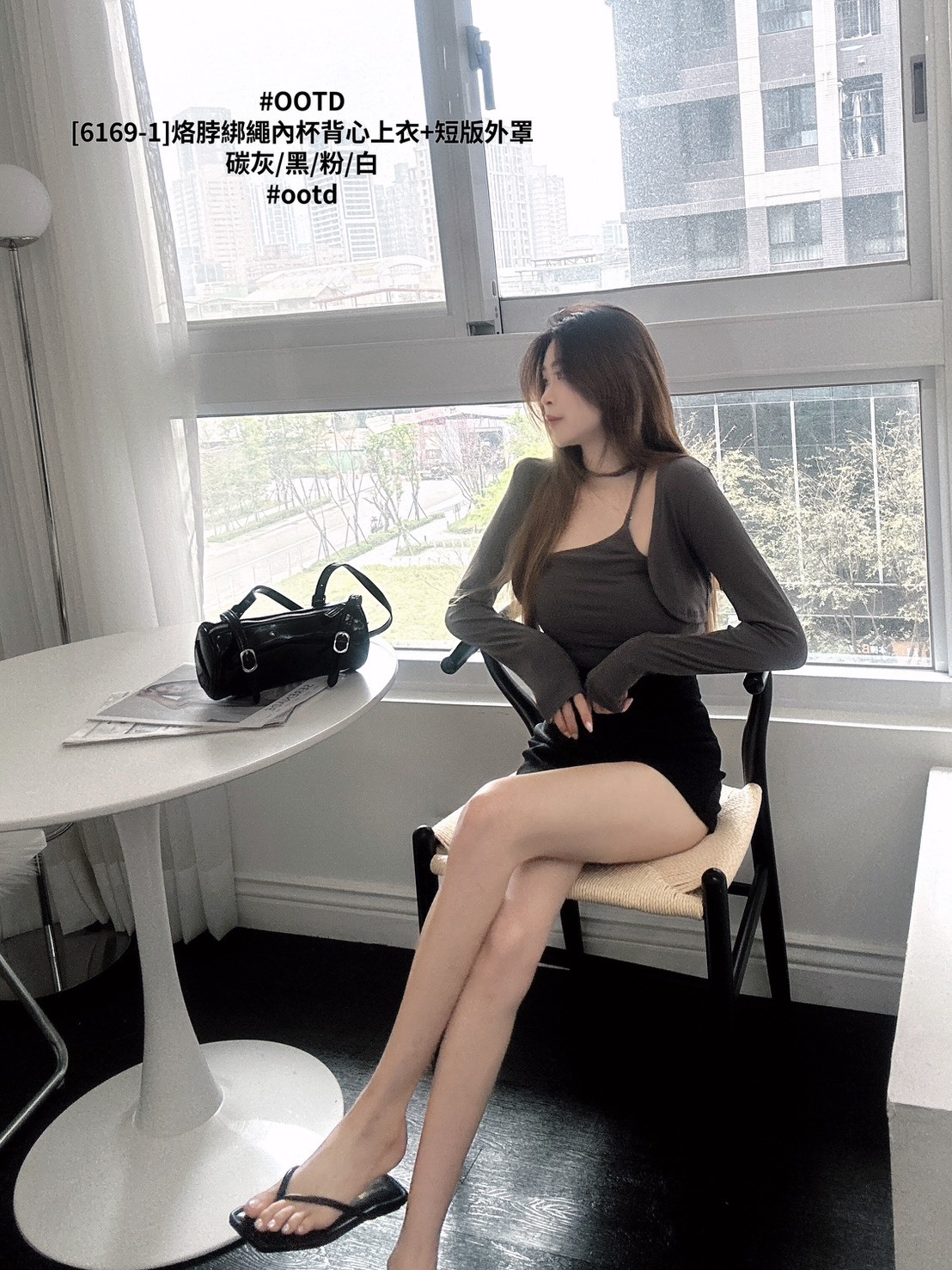 [6169-1]烙脖綁繩內杯背心上衣+短版外罩 (5)