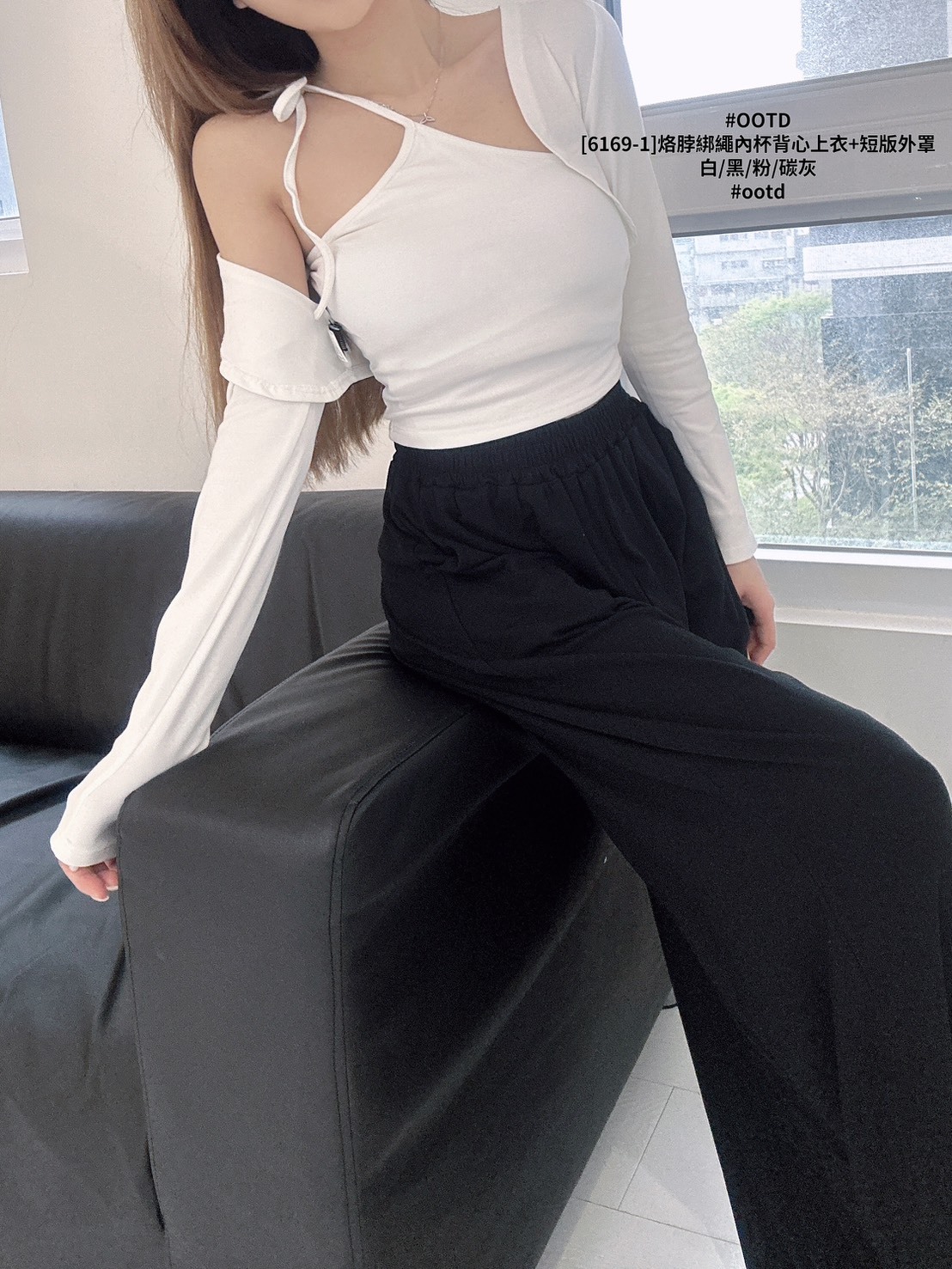 [6169-1]烙脖綁繩內杯背心上衣+短版外罩 (2)