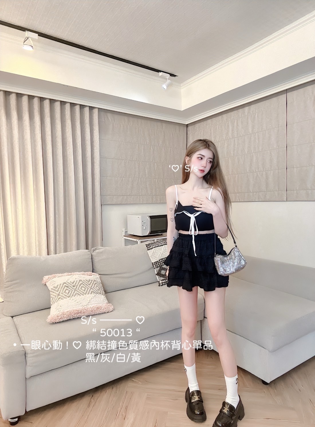 50013一眼心動 ! ♡ 綁結撞色質感內杯背心單品 (2)