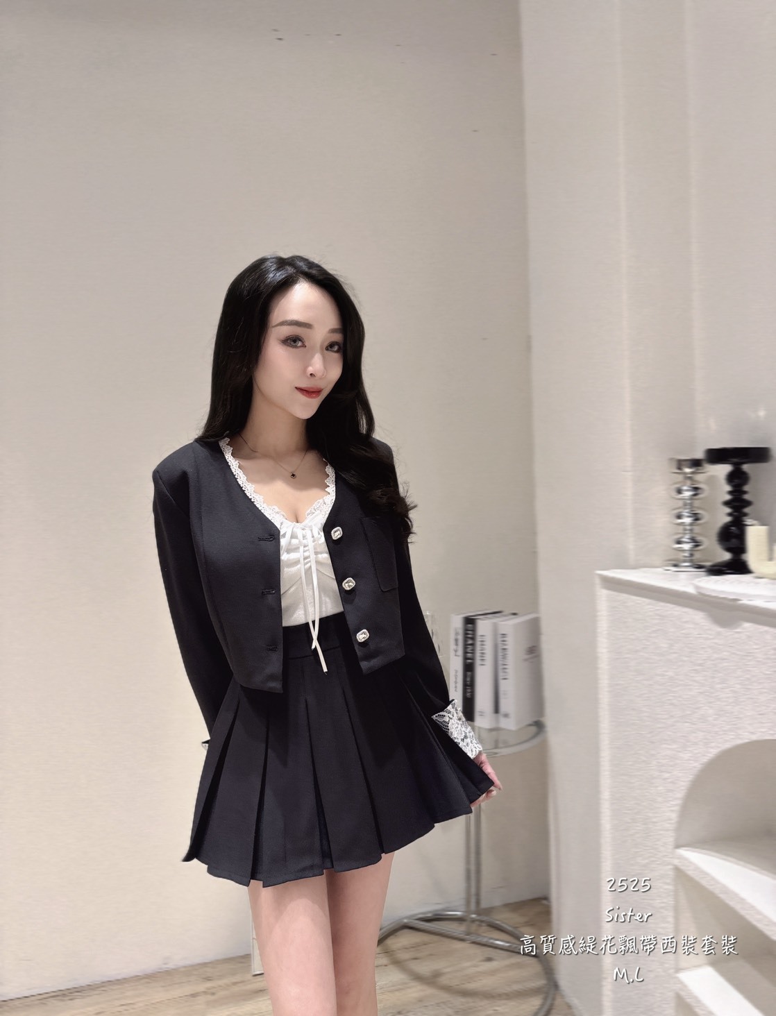 2525高質感緹花飄帶西裝套 (4)