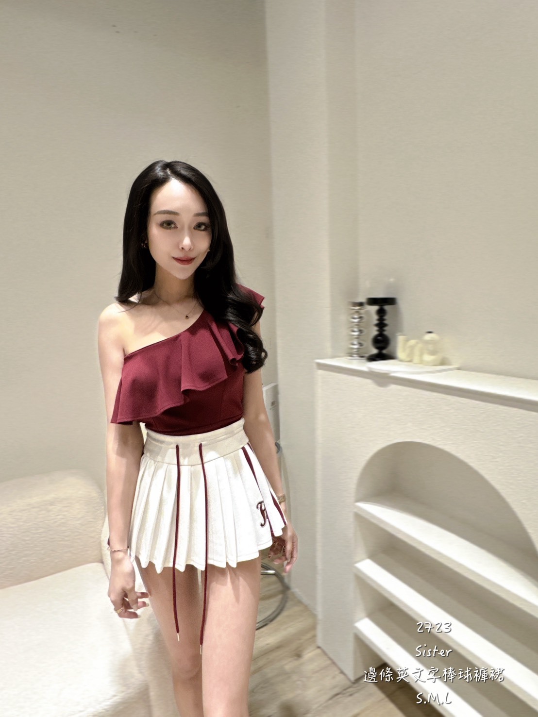 2723邊條英文字棒球褲裙 (3)