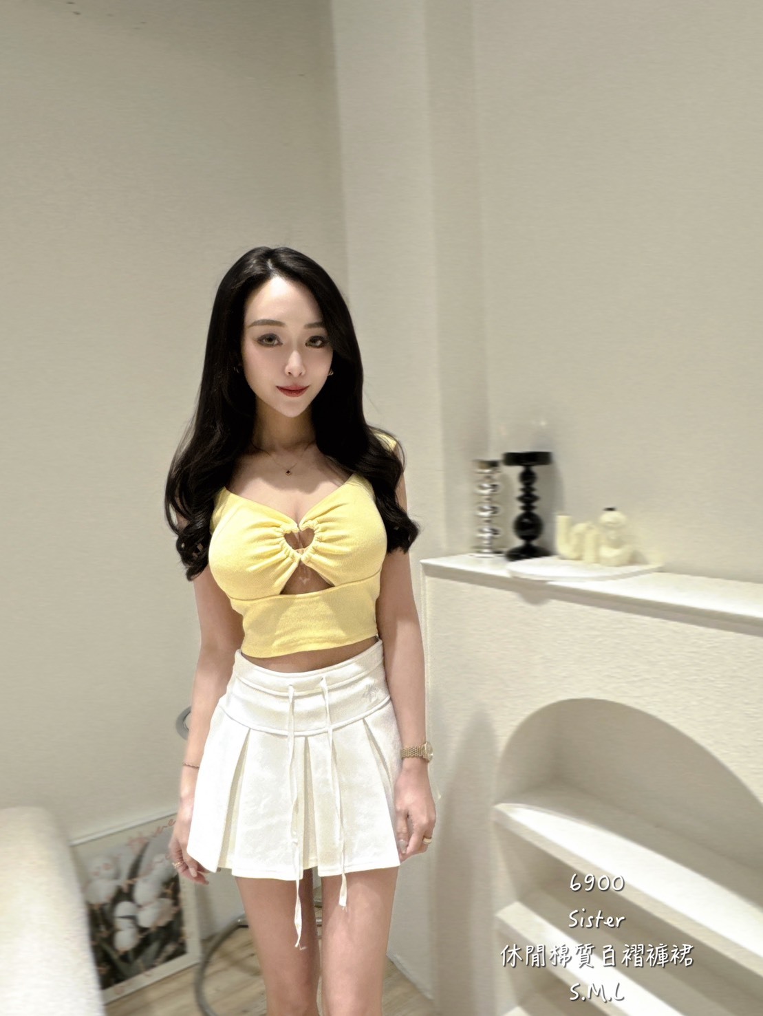 6900休閒棉質百褶褲裙 (4)