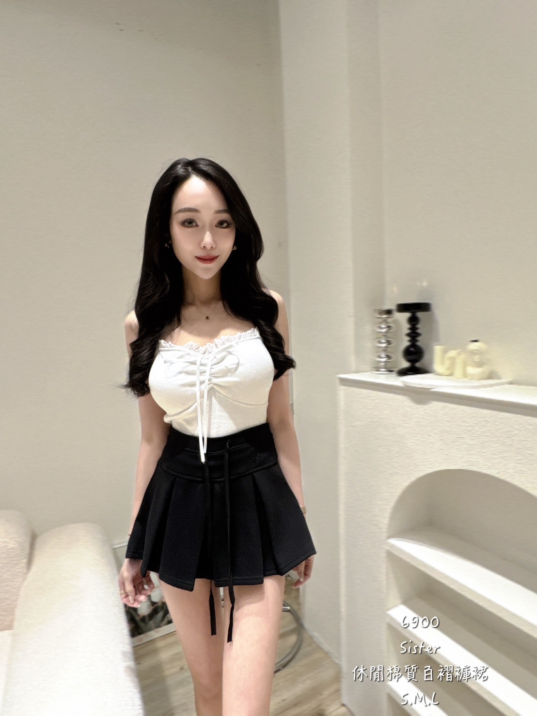 6900休閒棉質百褶褲裙 (3)