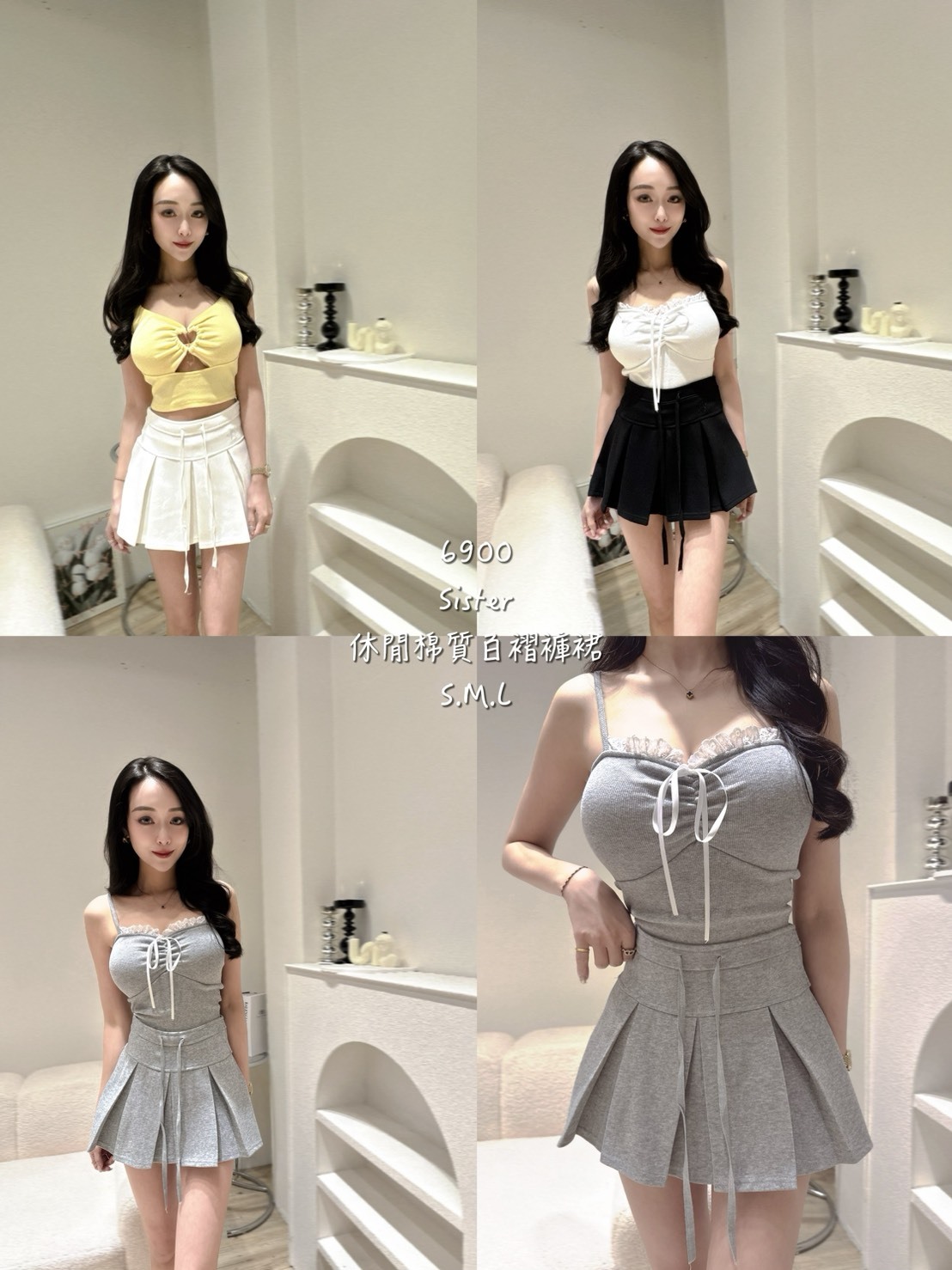 6900休閒棉質百褶褲裙 (5)