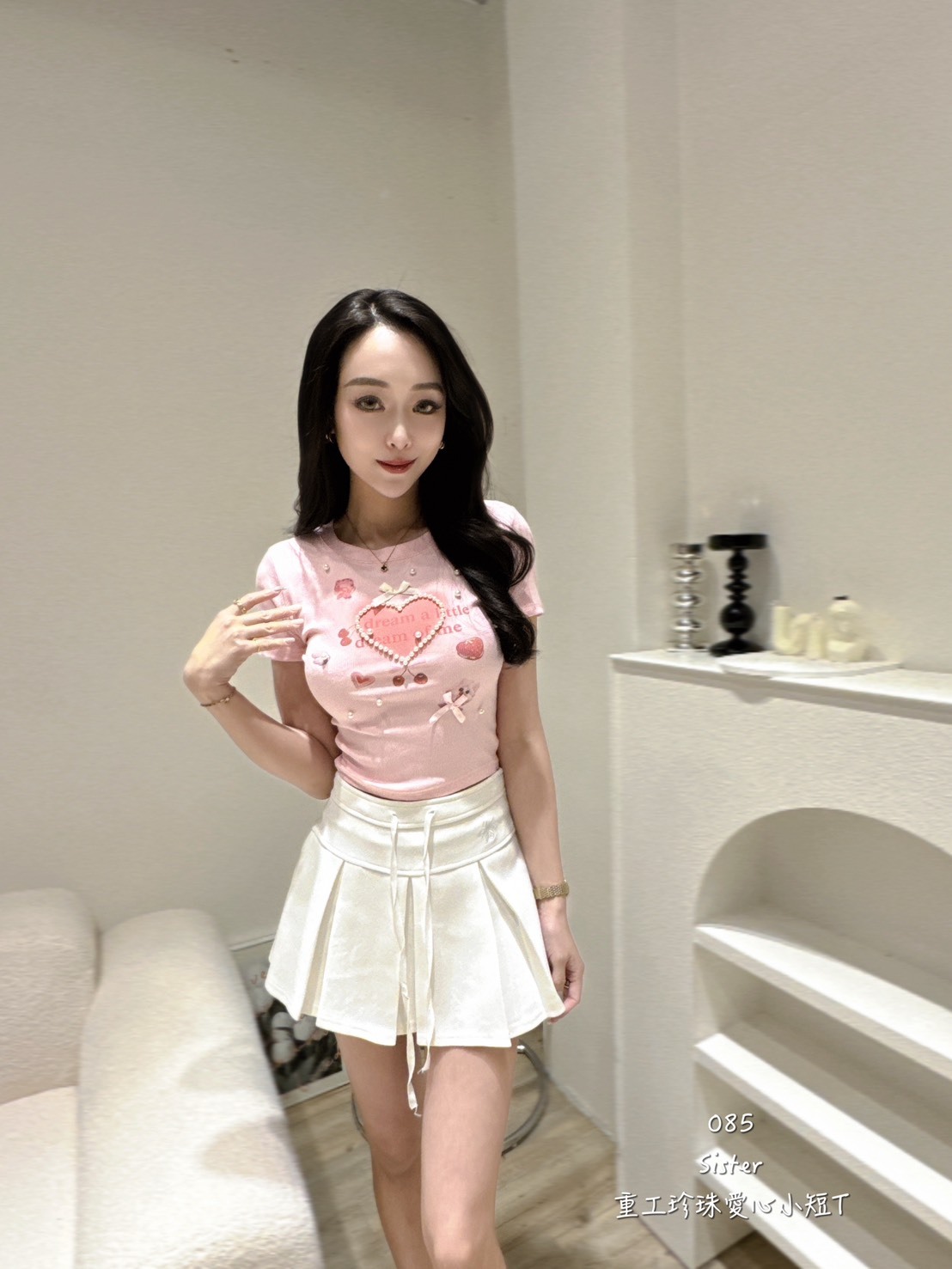 085重工珍珠愛心小短T (4)