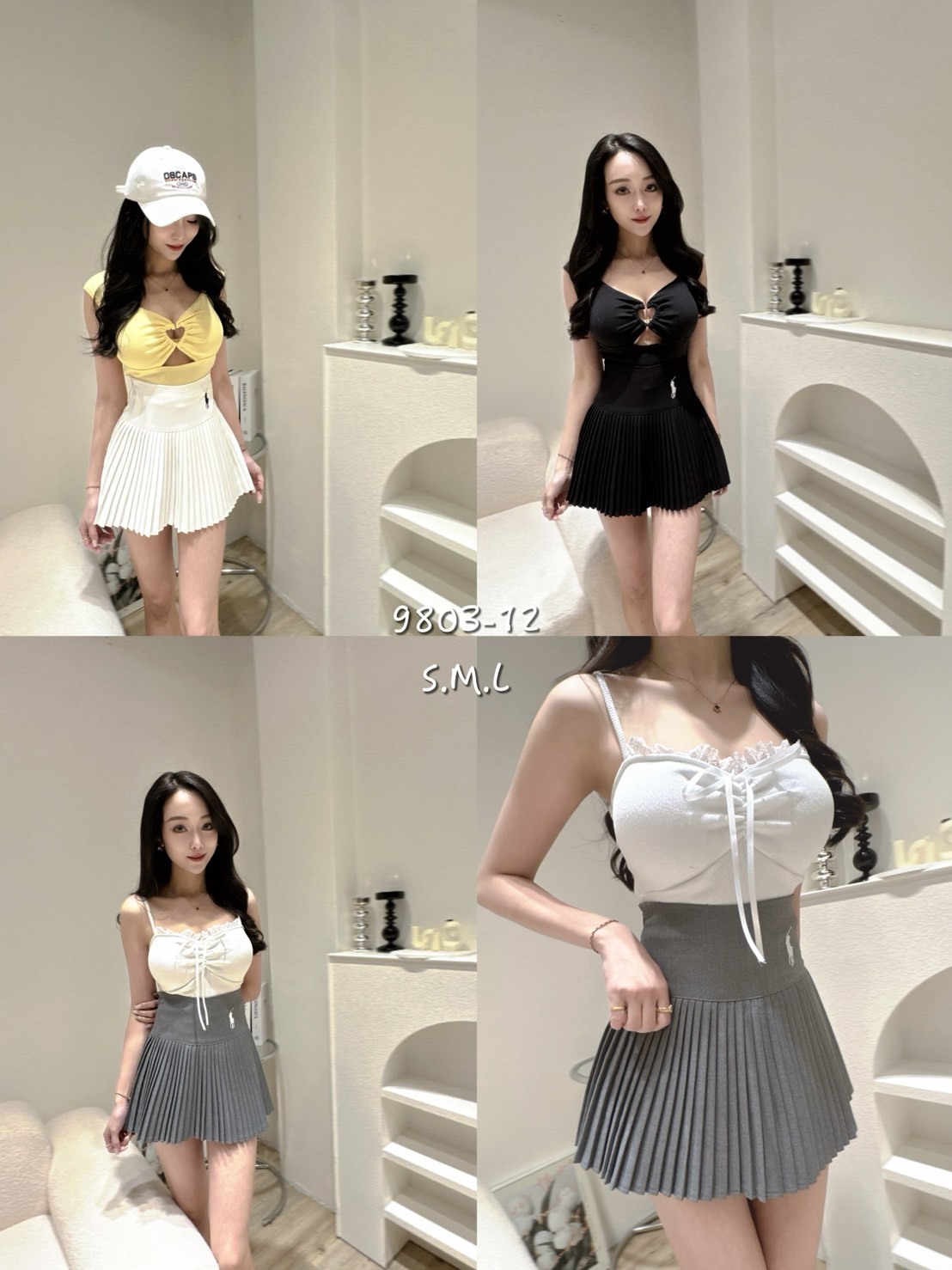 9803-12刺繡高腰百褶裙 (5)