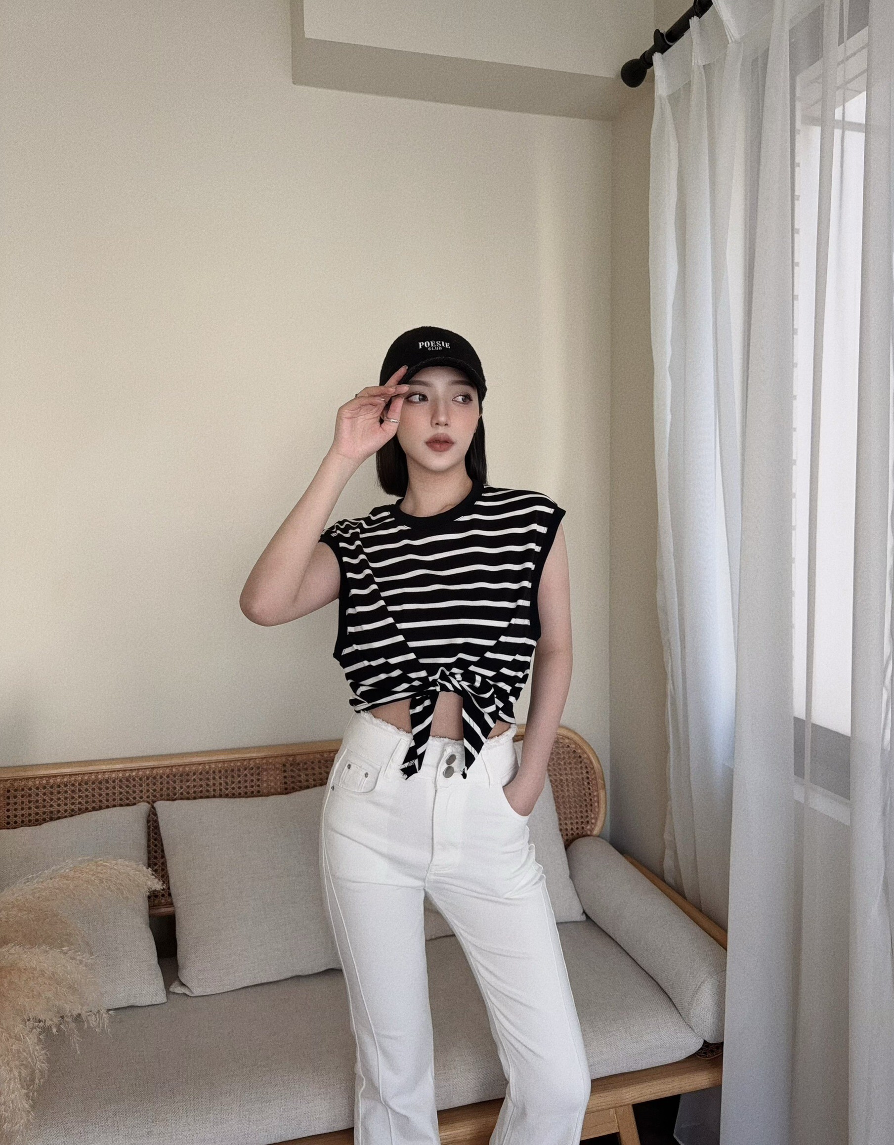 8902-3『選品』經典條紋綁帶背心 (2)