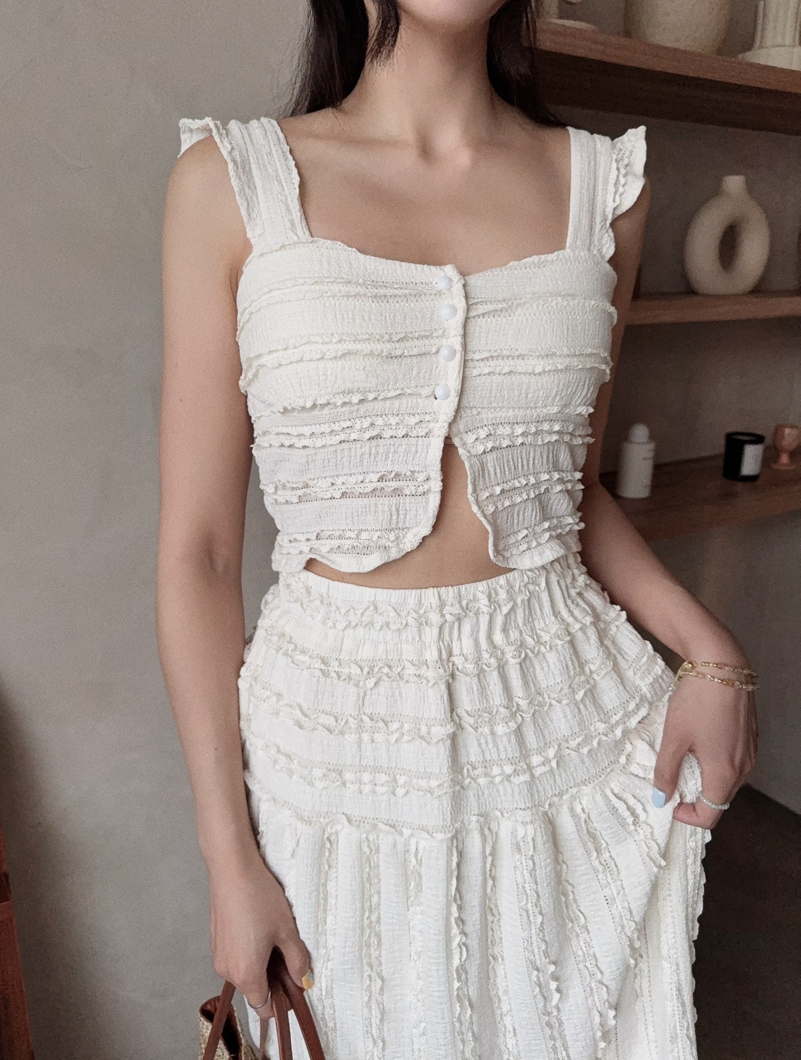 1213『選品』甜美渡假蛋糕長裙套裝