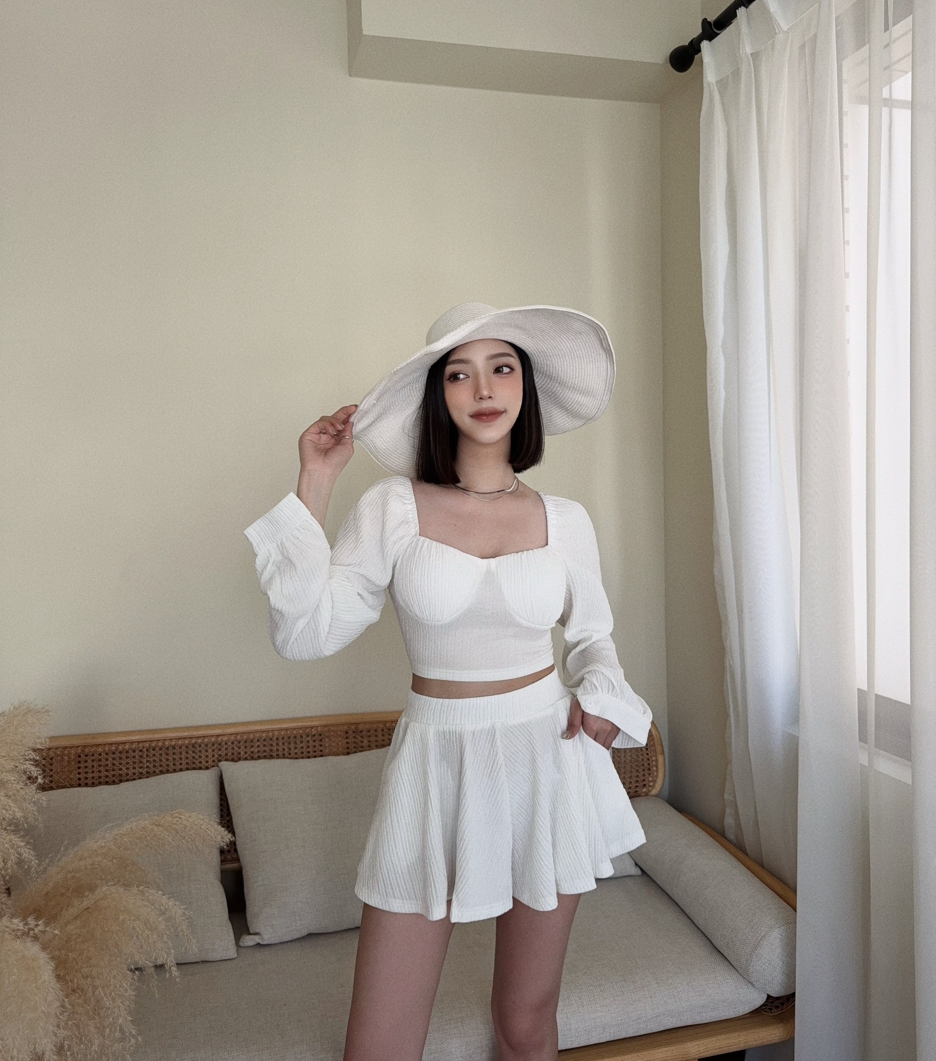 #5396『訂製款』法式壓紋傘擺短褲套裝 (3)