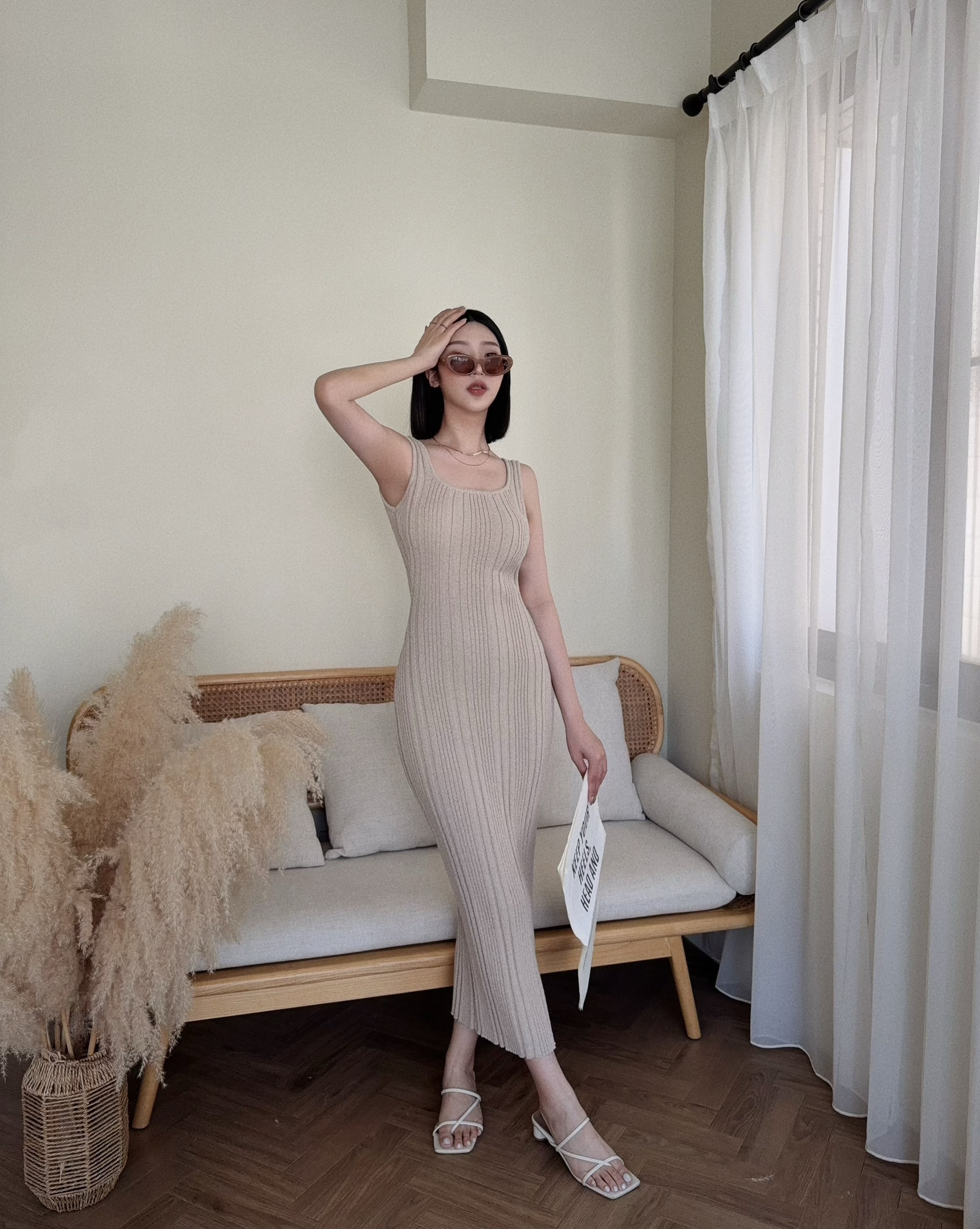 7019『訂製款』氣質方領針織連身長裙 (5)