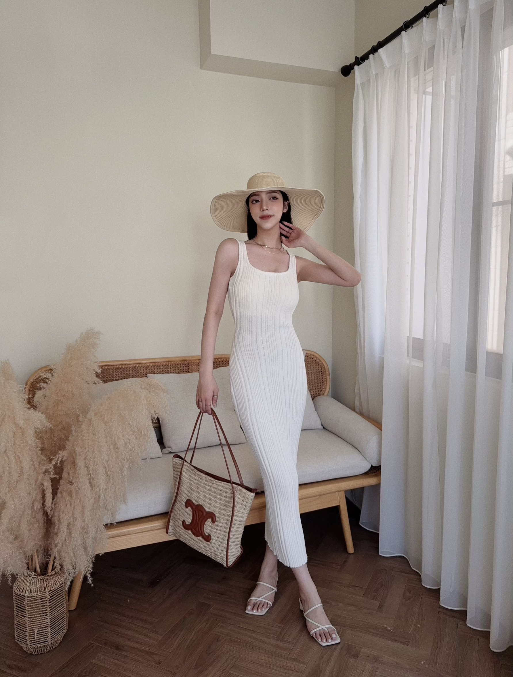 7019『訂製款』氣質方領針織連身長裙