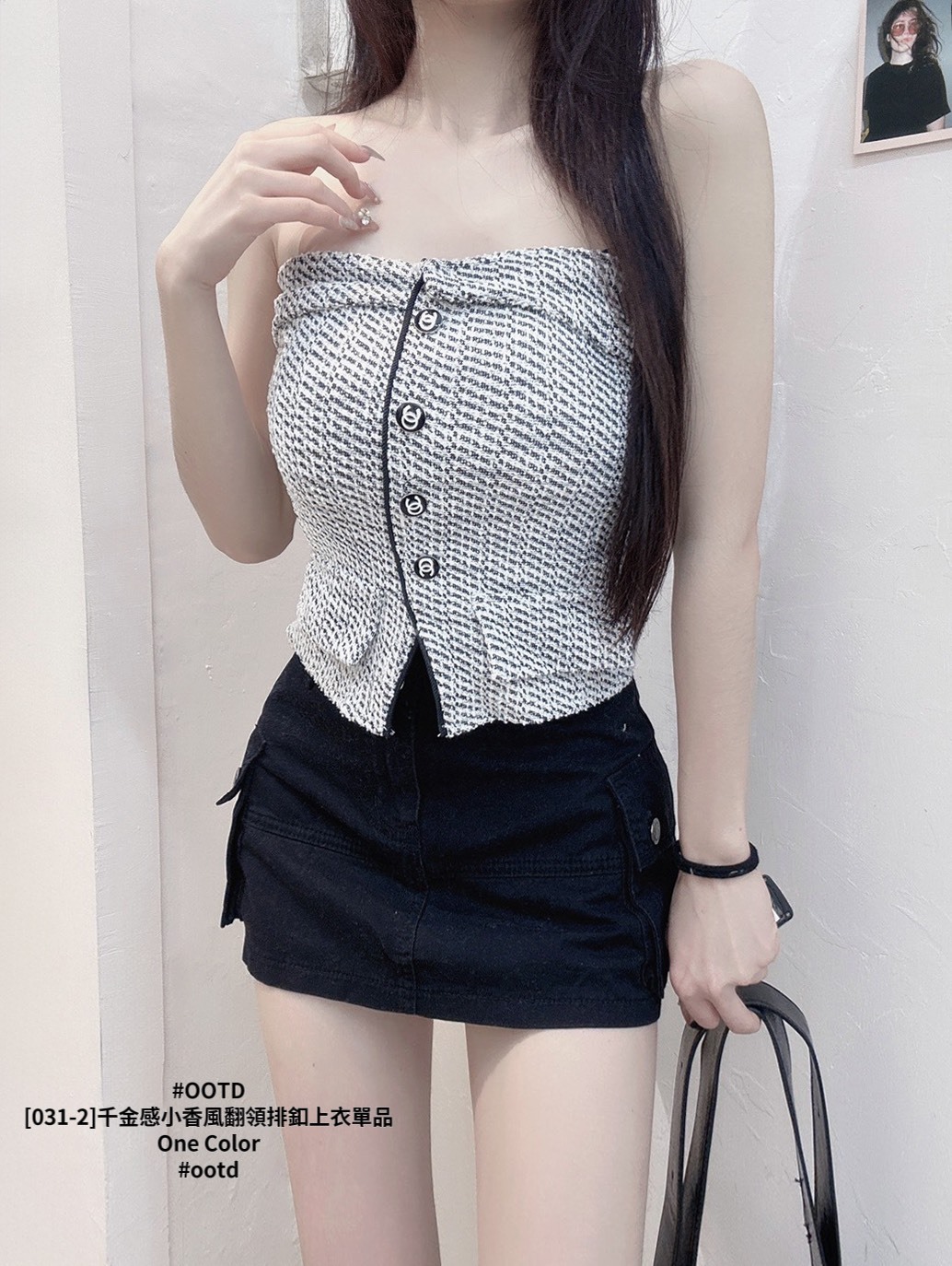[031-2]千金感小香風翻領排釦上衣單品 (2)