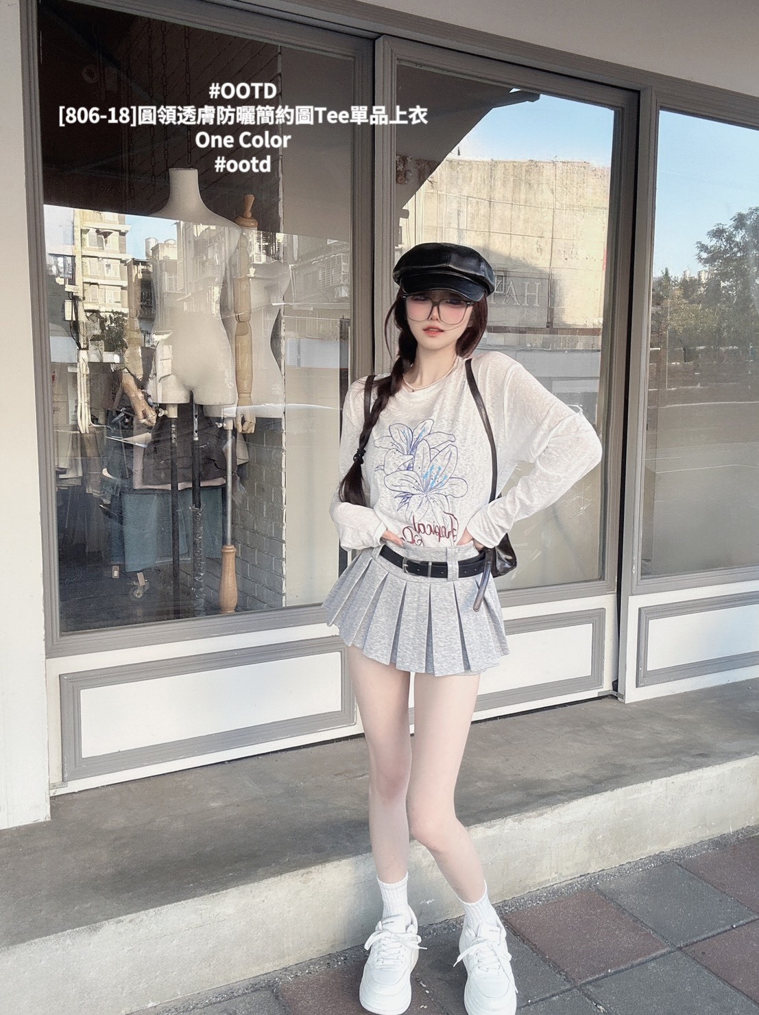 [806-18]圓領透膚防曬簡約圖Tee單品上衣 (3)
