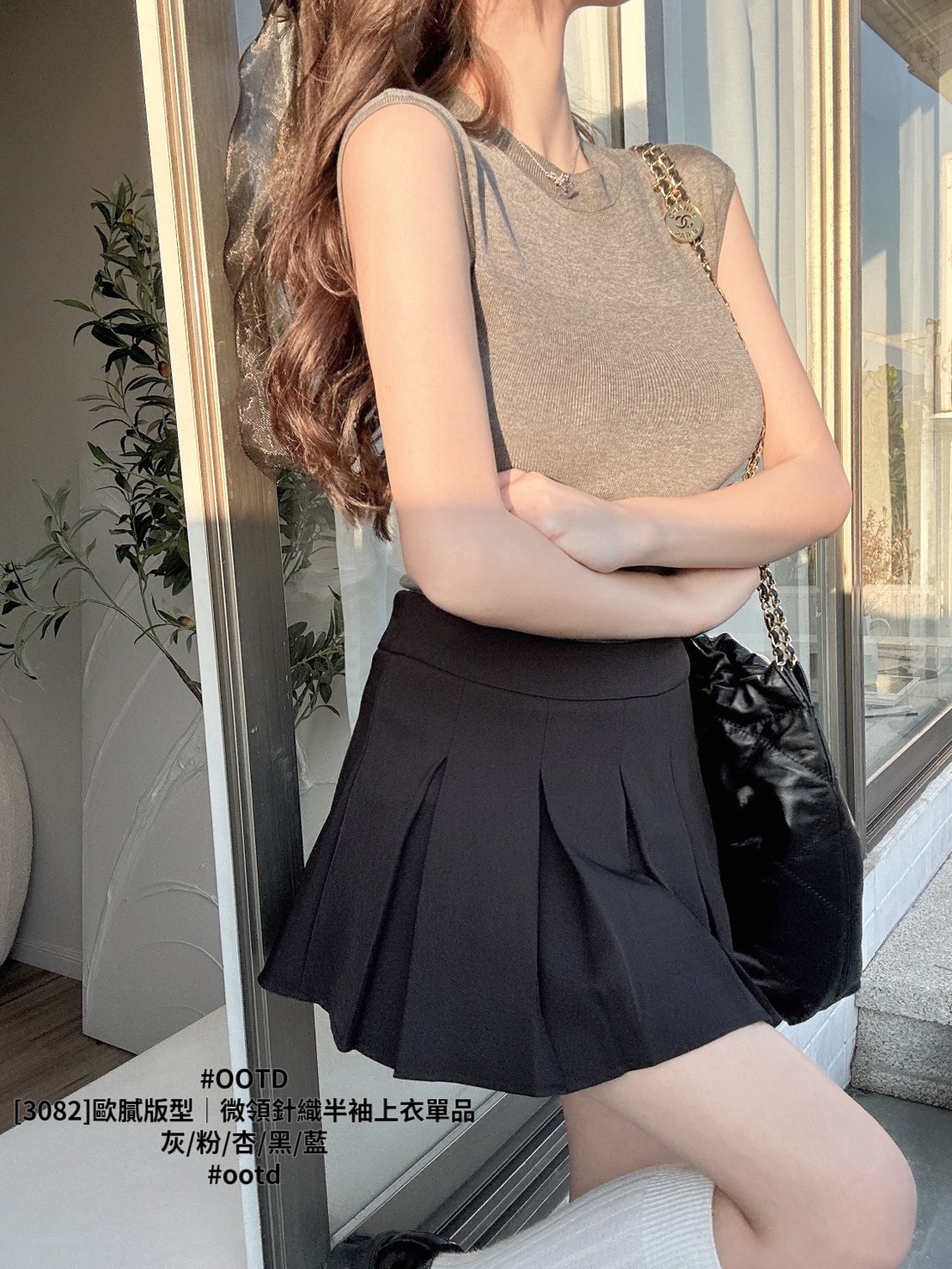 [3082]歐膩版型｜微領針織半袖上衣單品 (7)