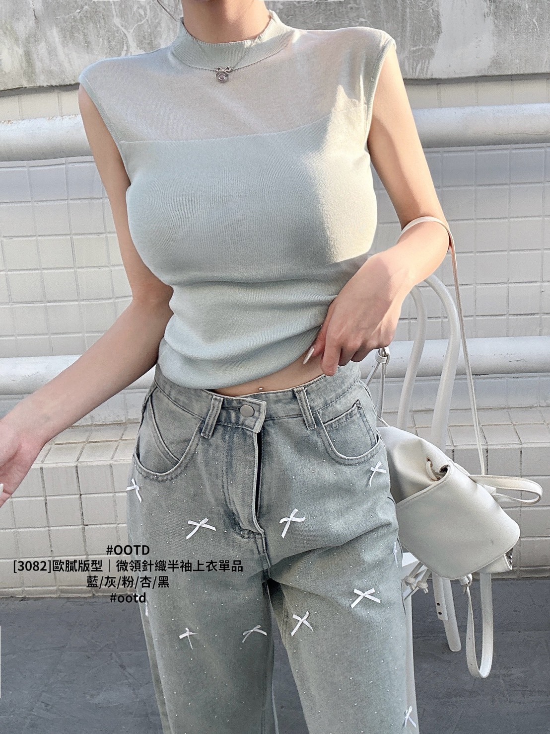 [3082]歐膩版型｜微領針織半袖上衣單品 (6)