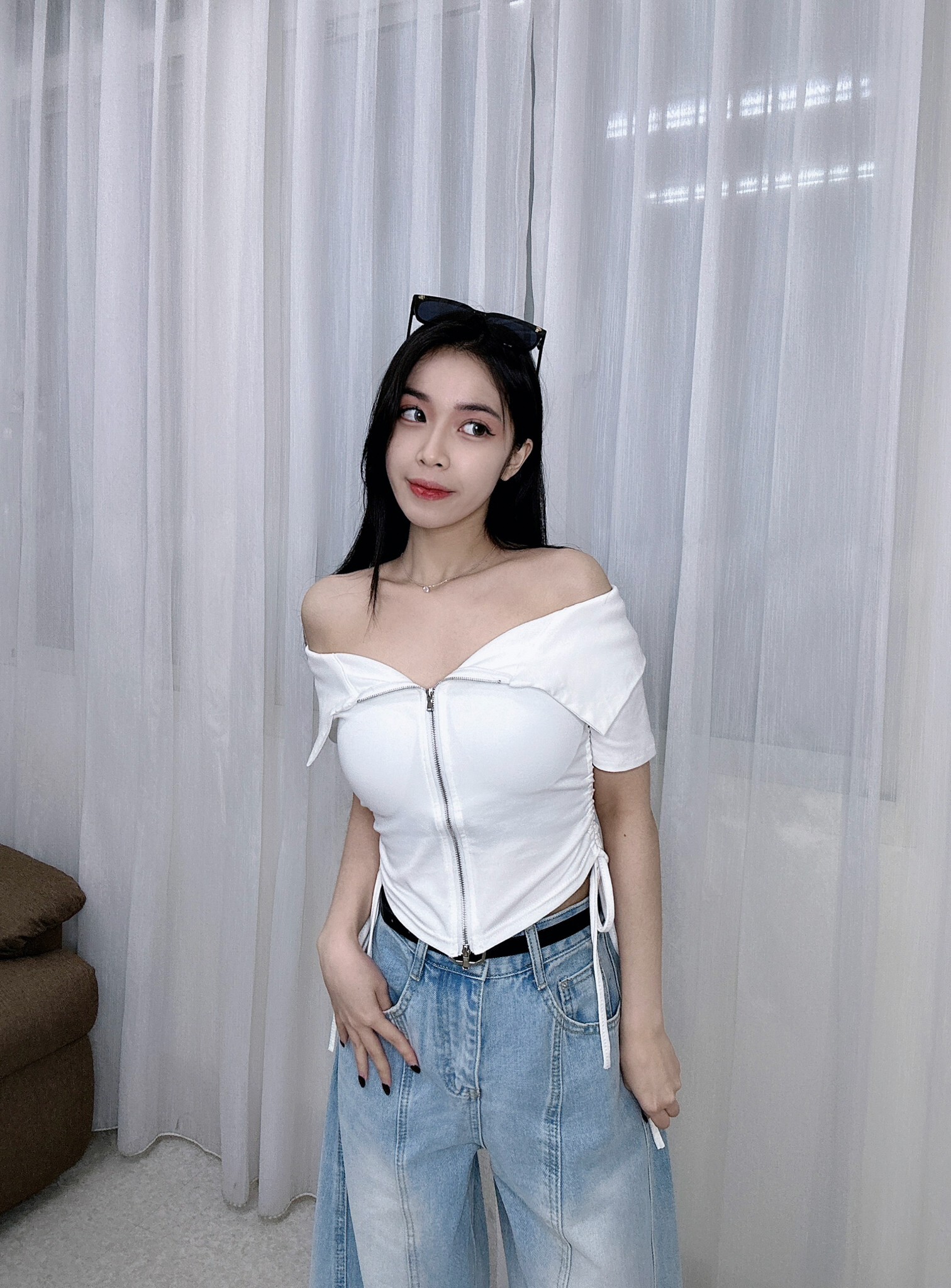 13821拉鍊側抽繩上衣 (4)