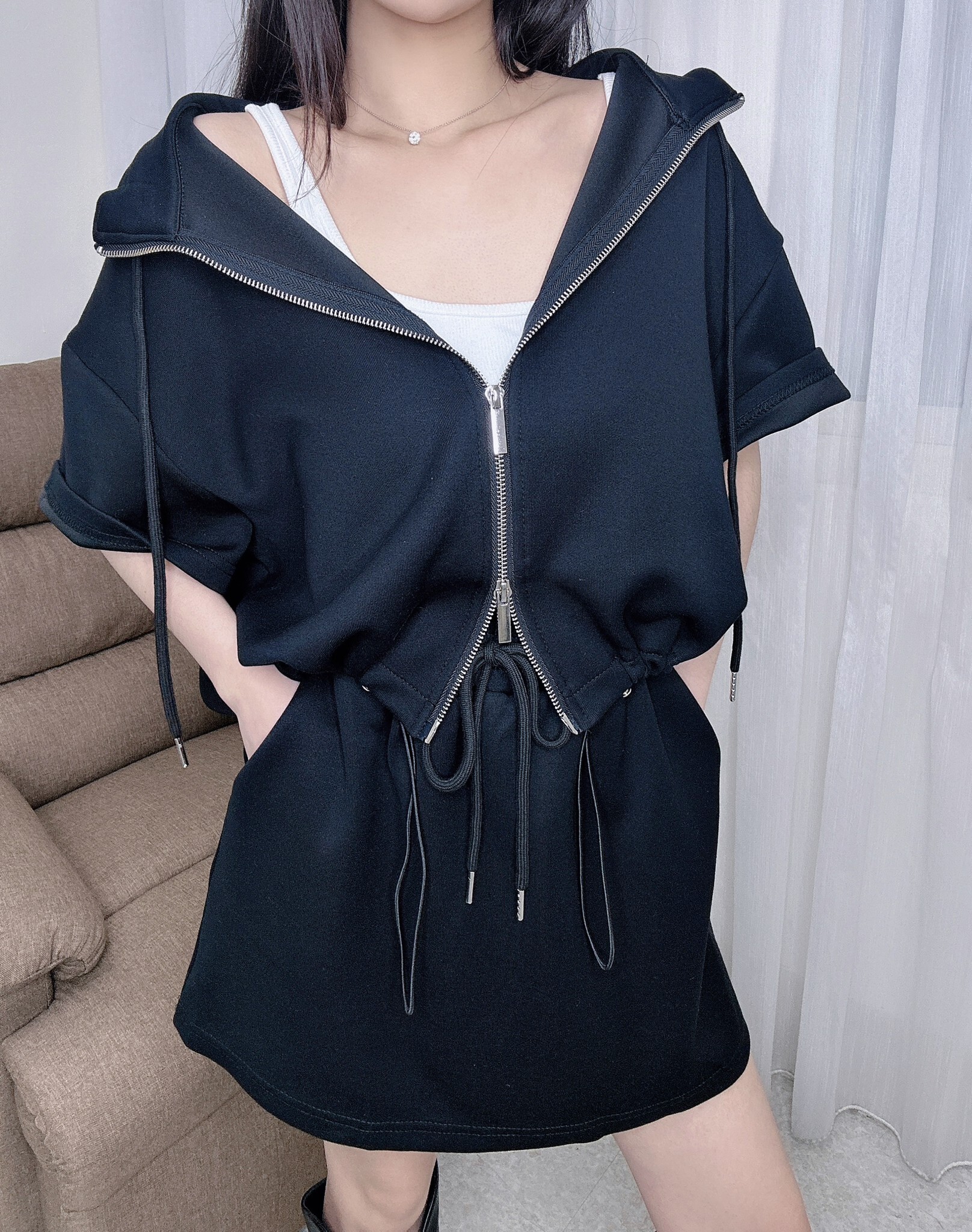 4106短袖拉鍊衣+短裙 (2)