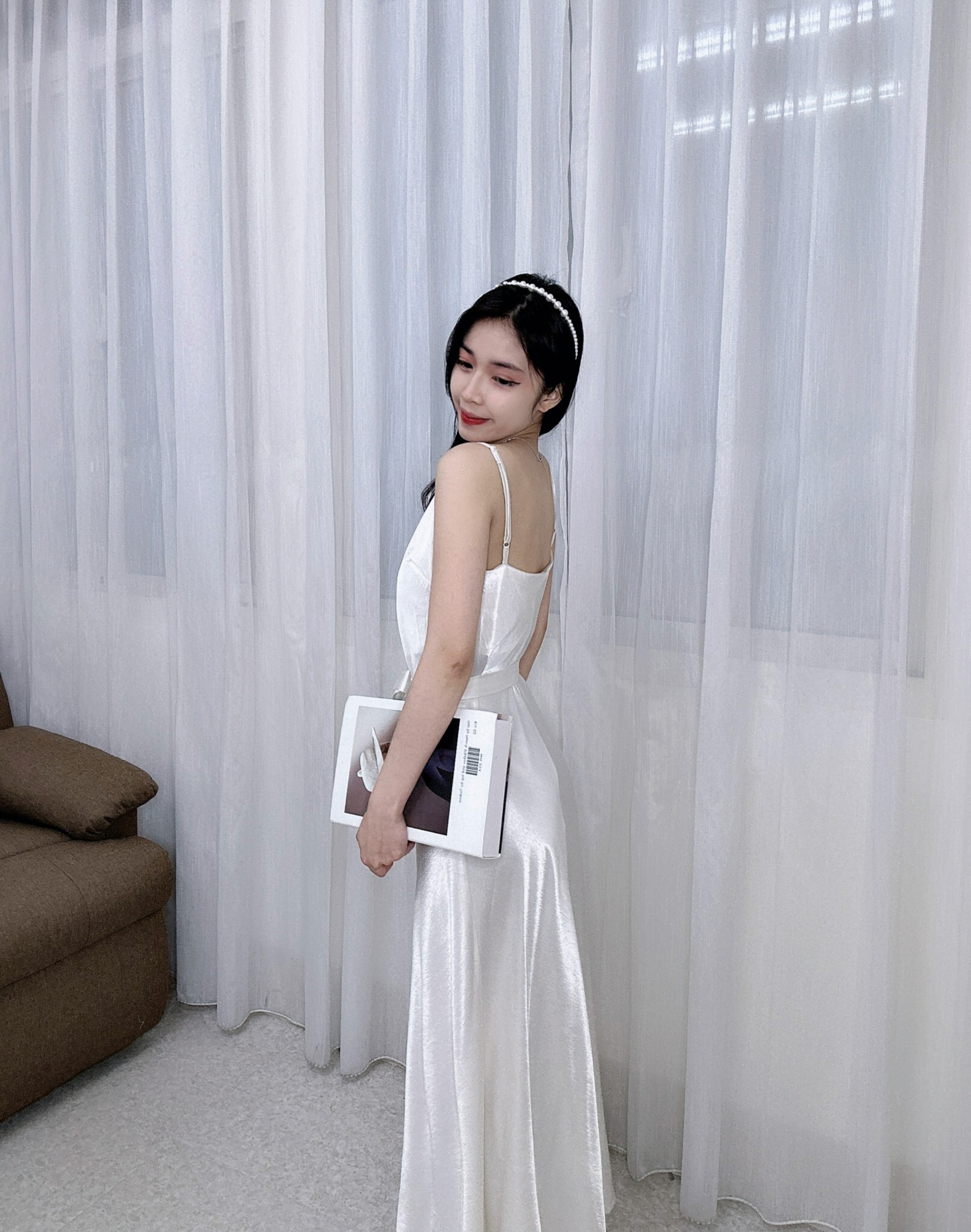 10089肩可調滑料緞面長洋 (6)