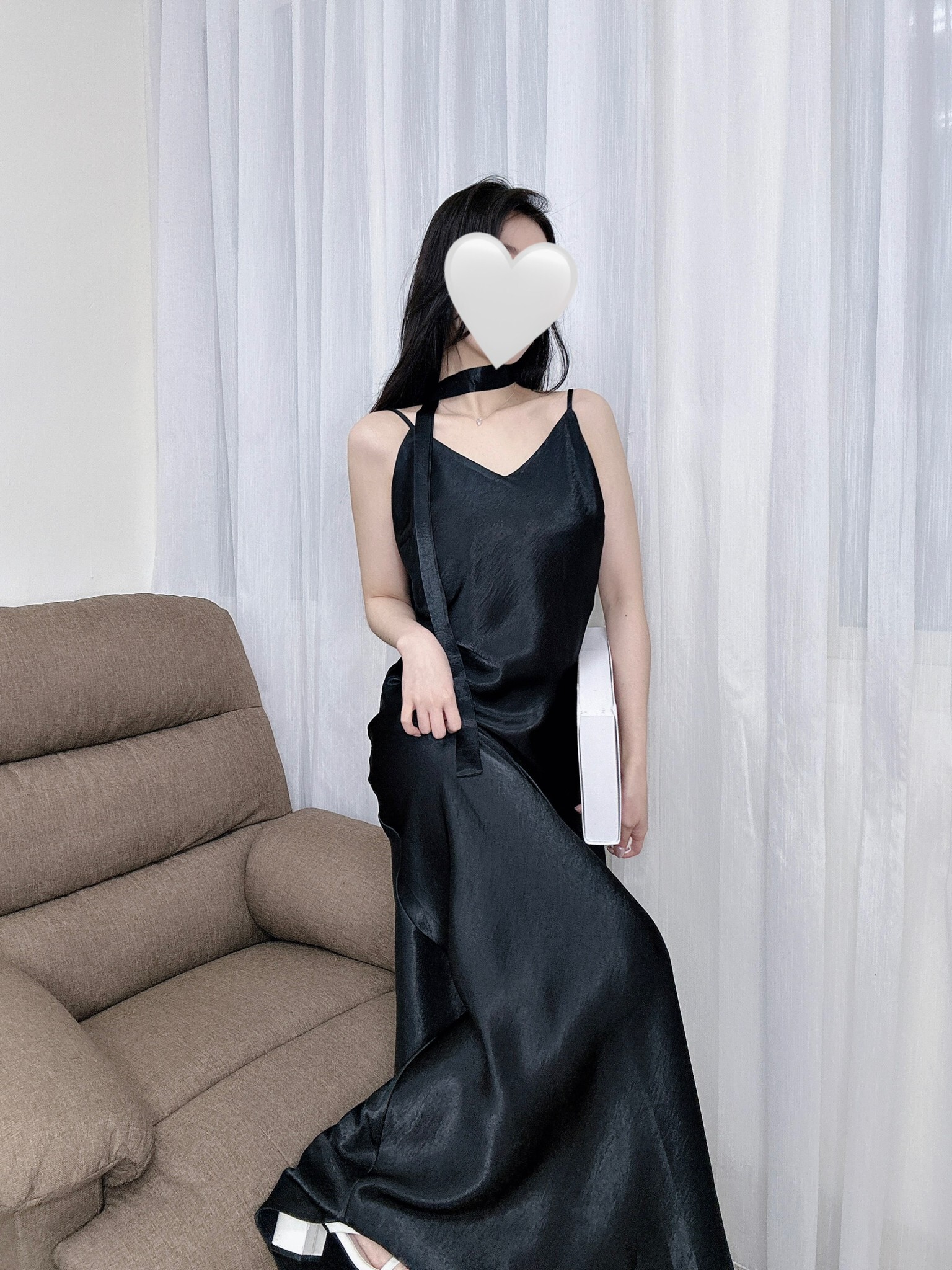 10089肩可調滑料緞面長洋 (5)