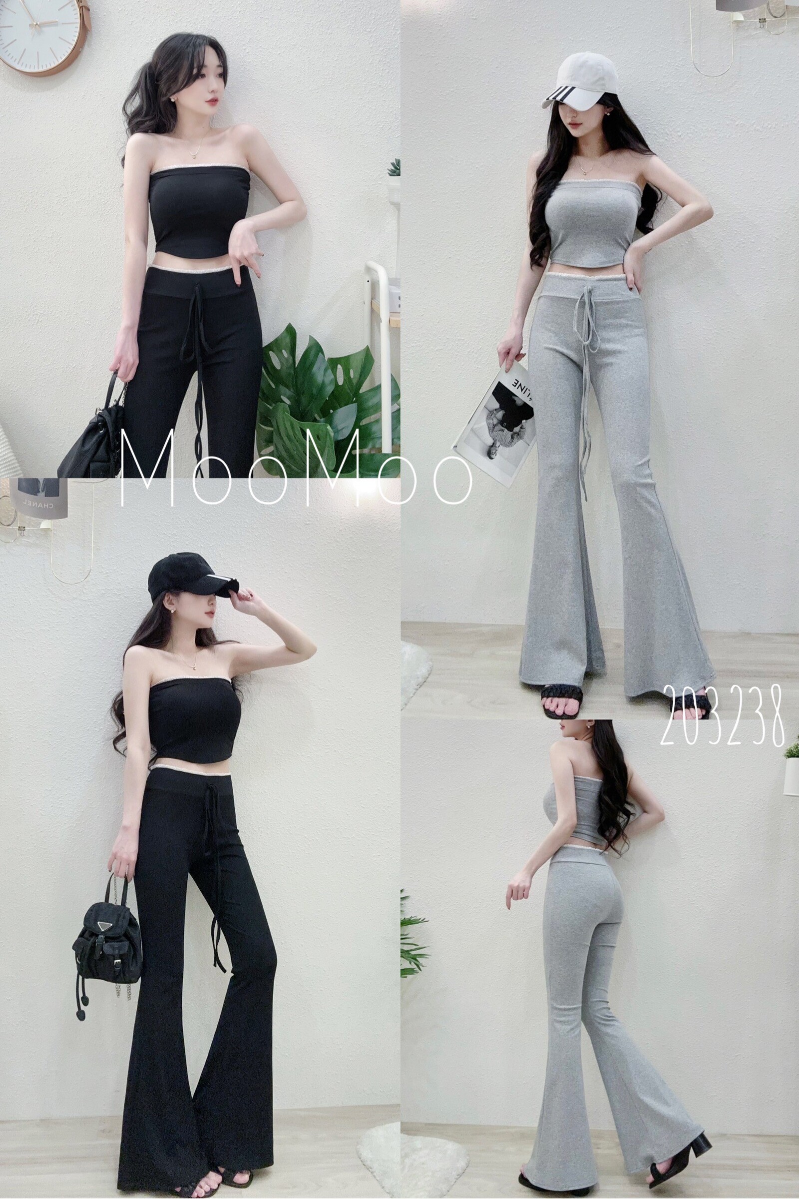 2032 P380 重工滾邊緹花抹胸喇褲套裝 (5)