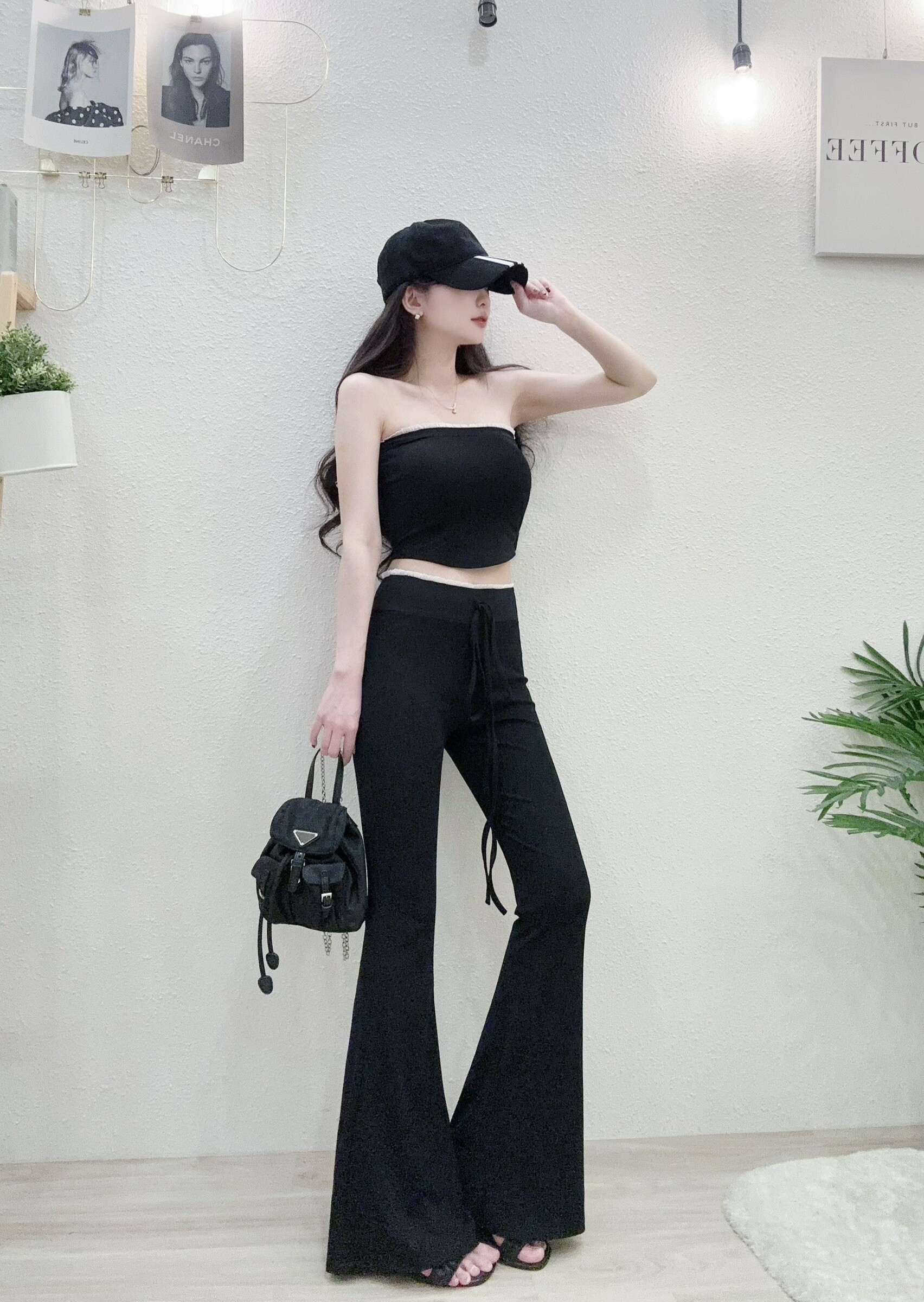 2032 P380 重工滾邊緹花抹胸喇褲套裝 (2)