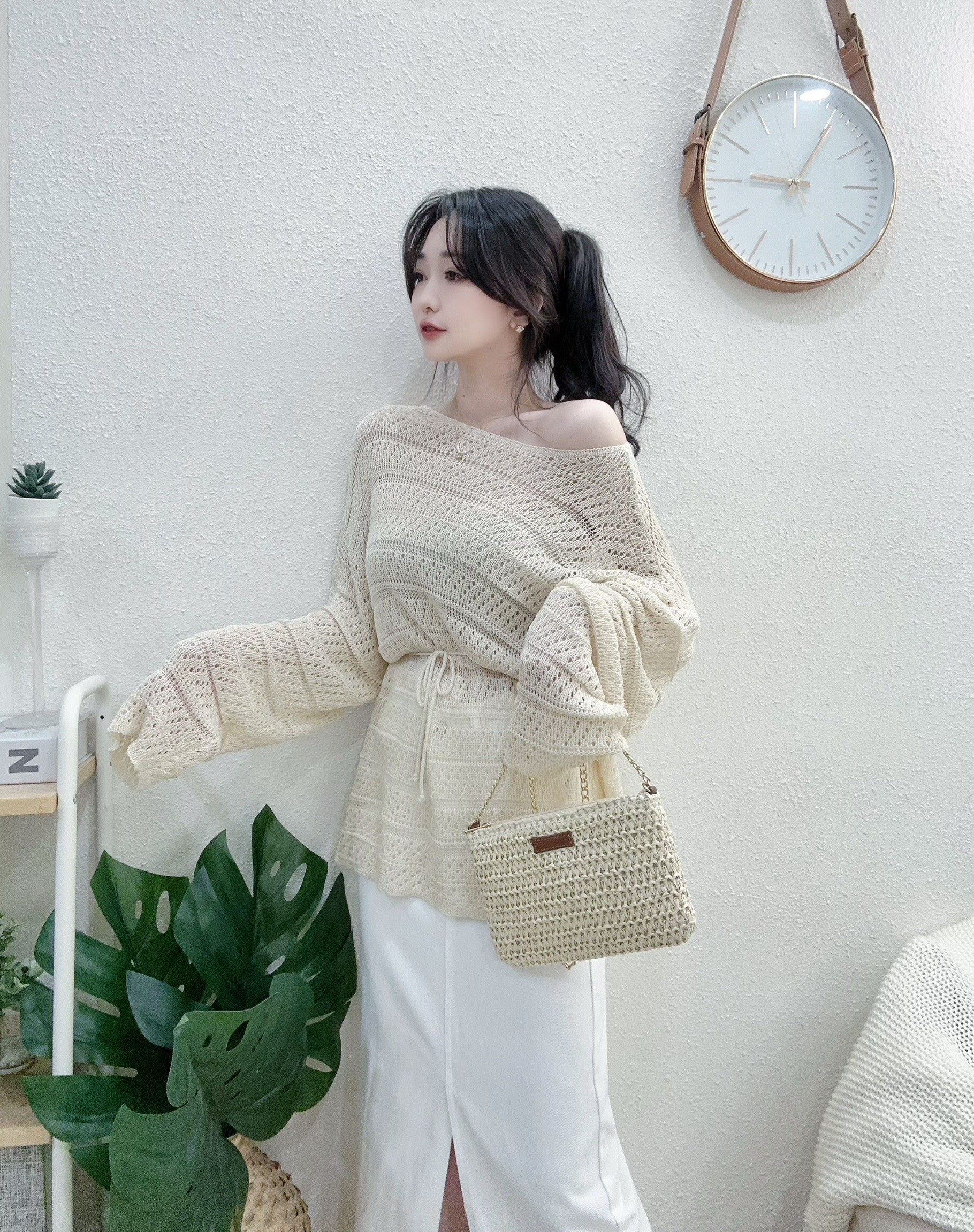 1111 P290 慵懶不敗綁帶長版針織上衣 (4)