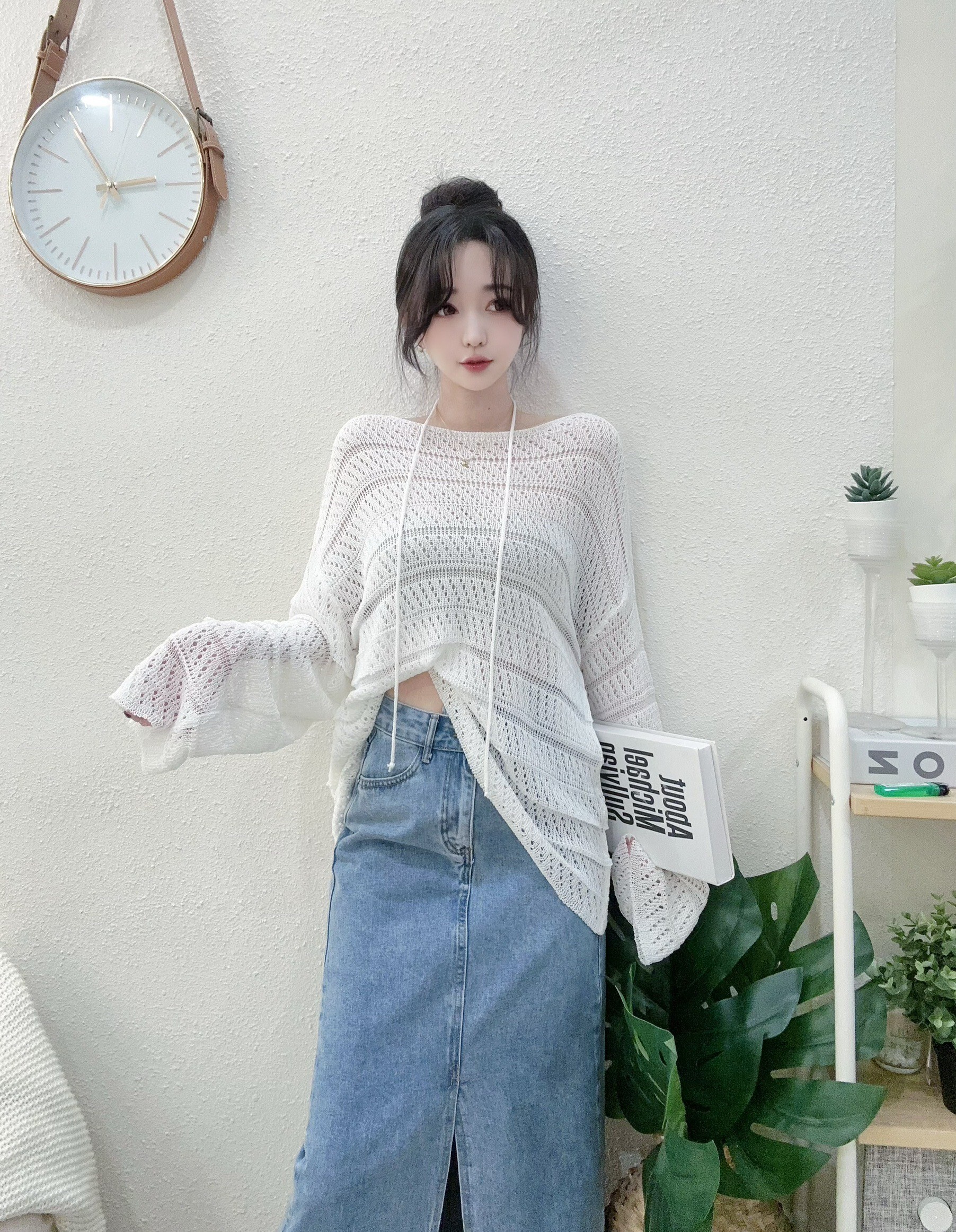 1111 P290 慵懶不敗綁帶長版針織上衣 (3)