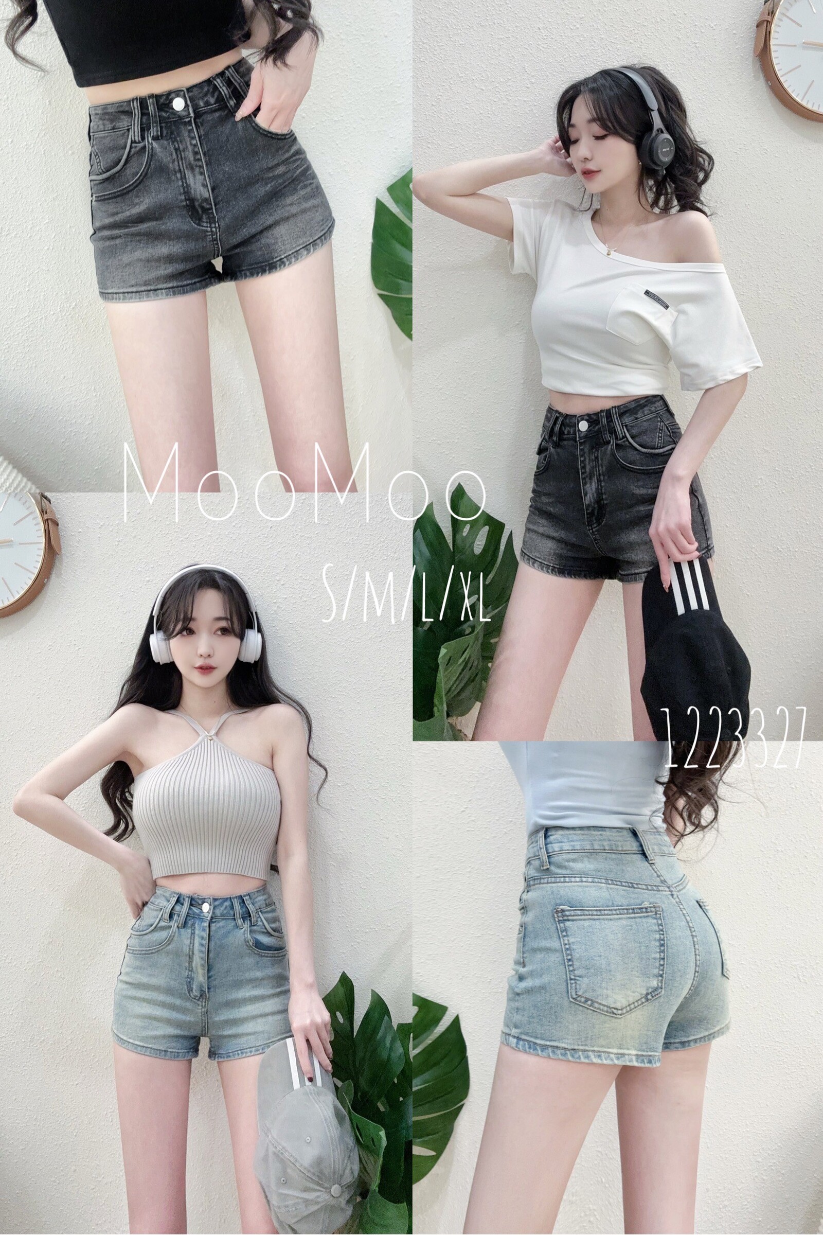 12233 P270 百搭彈力復古刷色牛仔短褲 (3)