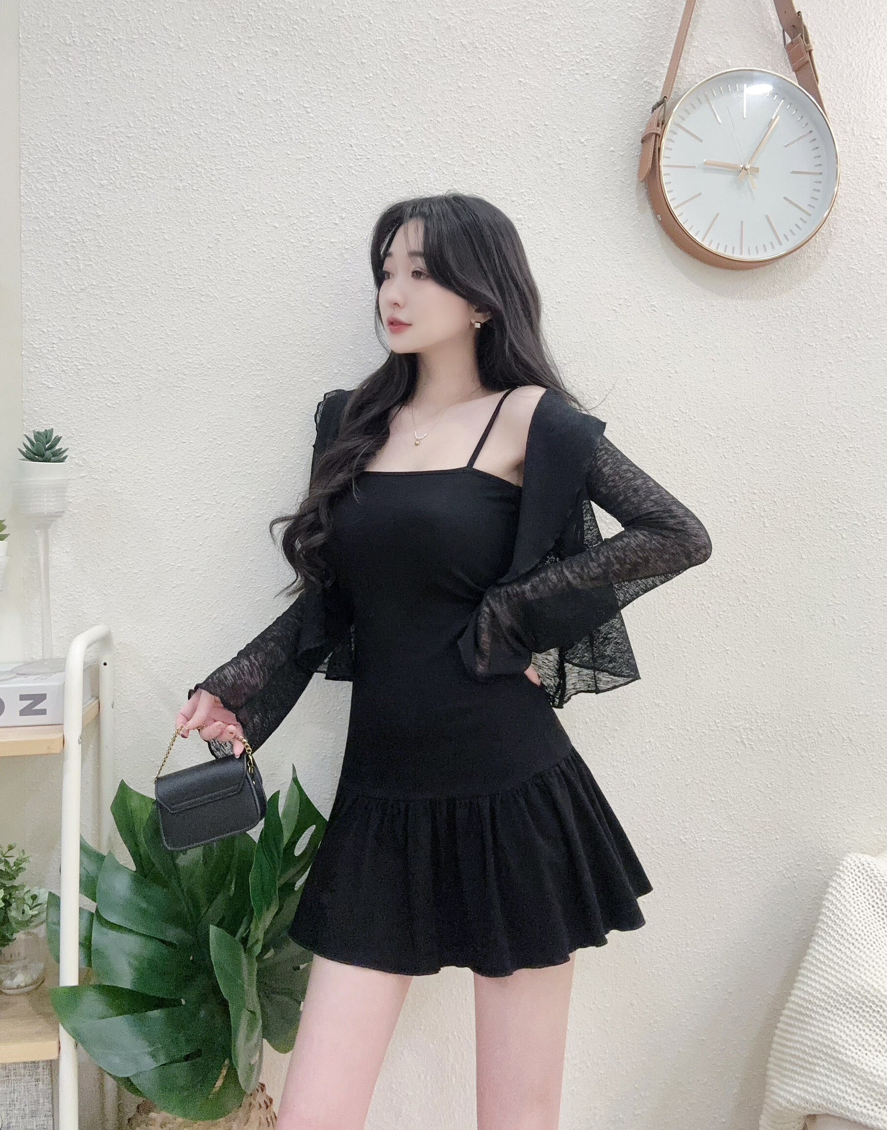 2038 P340 氣質荷葉罩衫+背心魚尾短洋 (5)