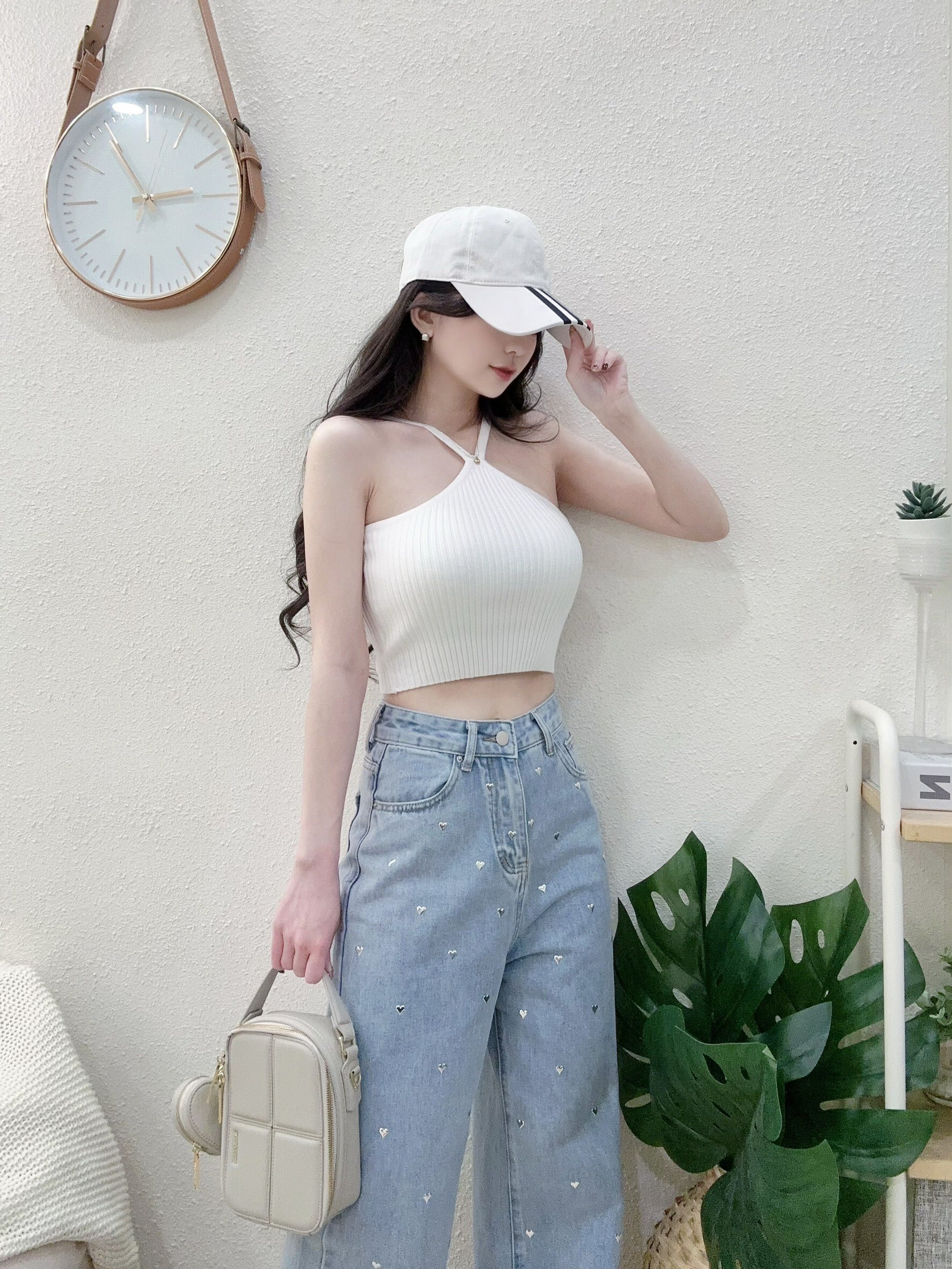 9911 P190 造型V型肩帶針織罩杯背心 (4)