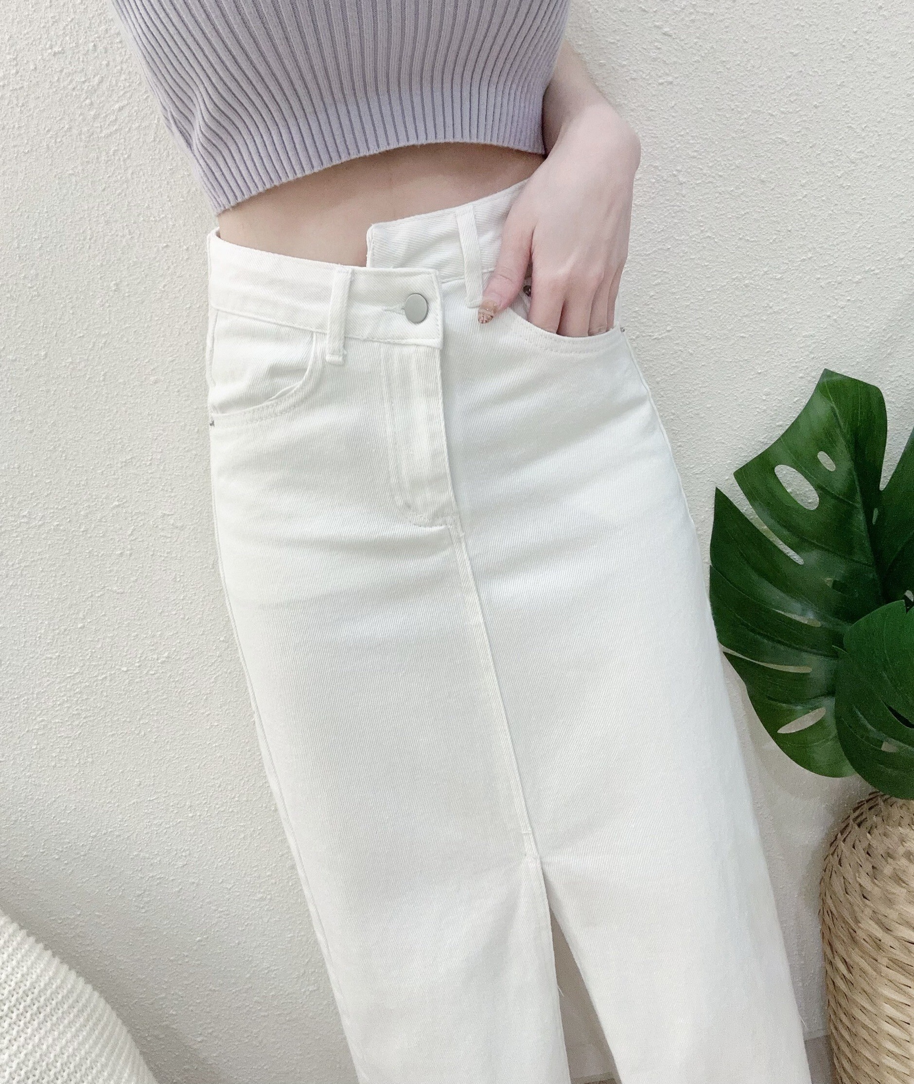 1913 P310 夏日不敗開叉修身牛仔長裙