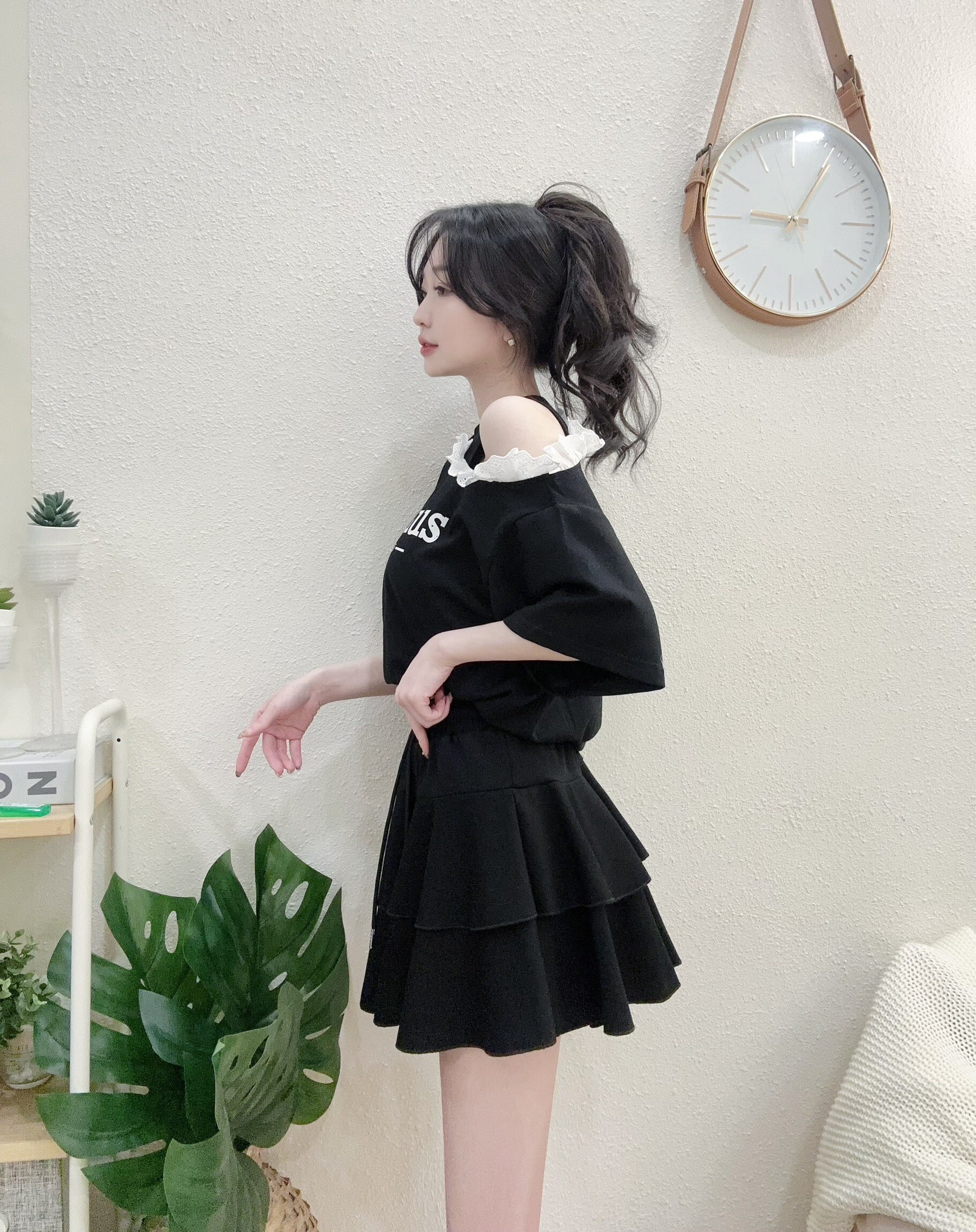 #2516 P340 好感單肩緹花蛋糕褲裙套裝 (4)