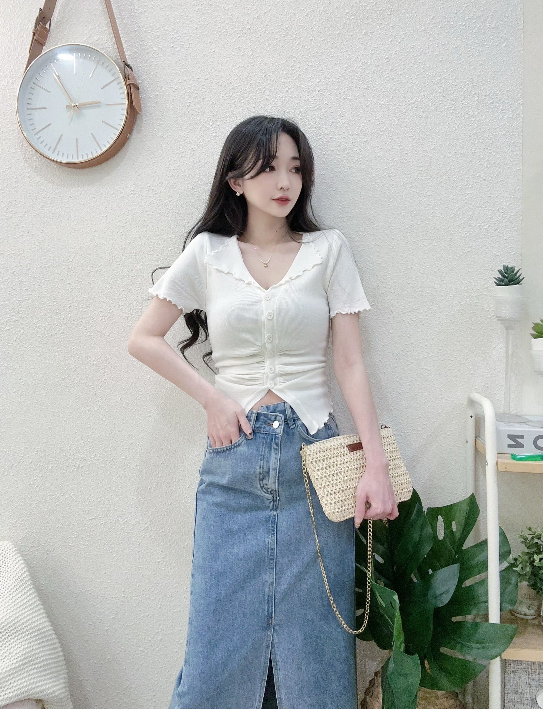 #380 P190 氣質翻領抓皺捲邊針織上衣 (3)