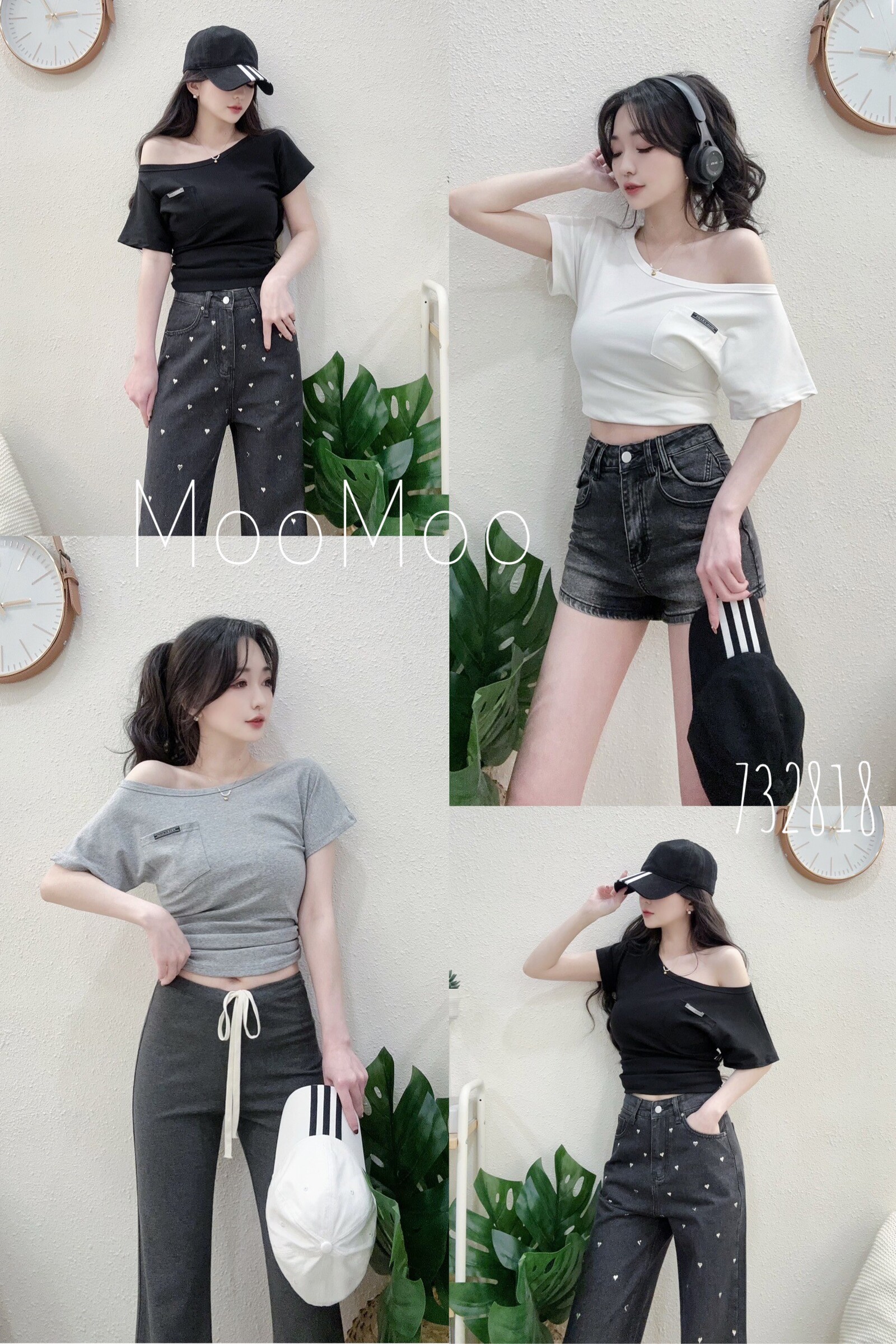 7328 P180 百搭個性標籤口袋斜肩上衣 (5)