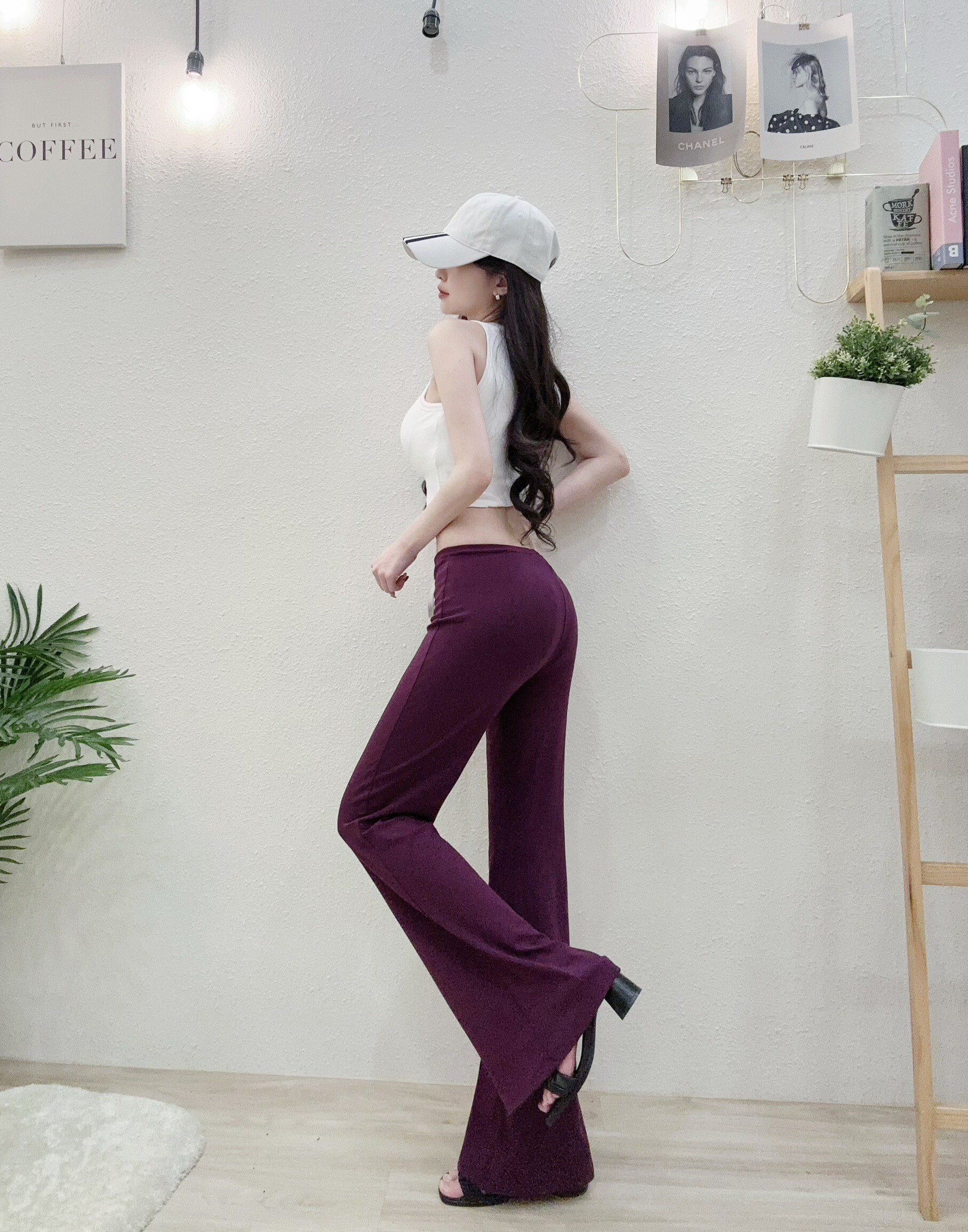 88821 P250 質感低腰抽繩面膜棉質喇褲 (3)