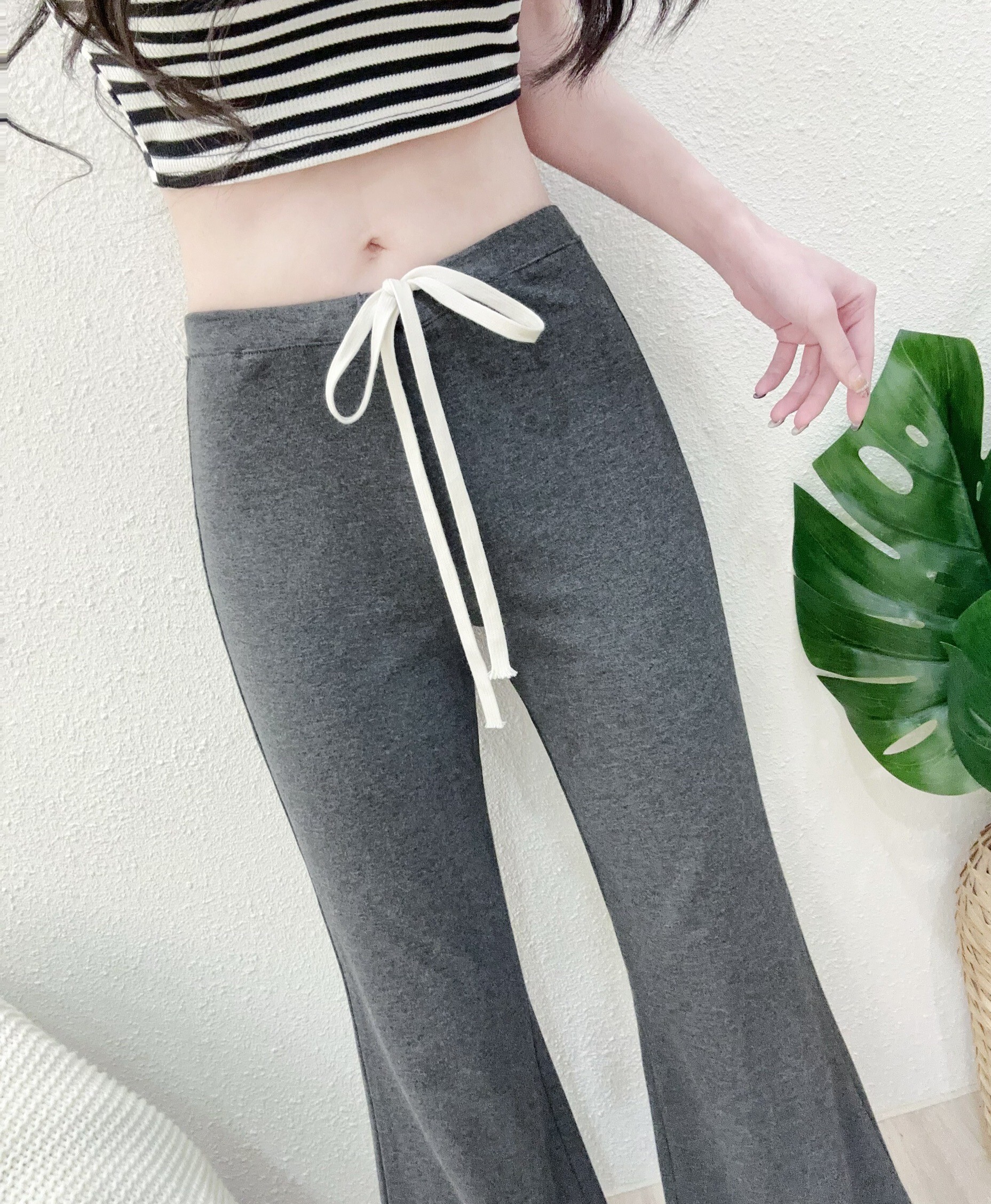 88821 P250 質感低腰抽繩面膜棉質喇褲