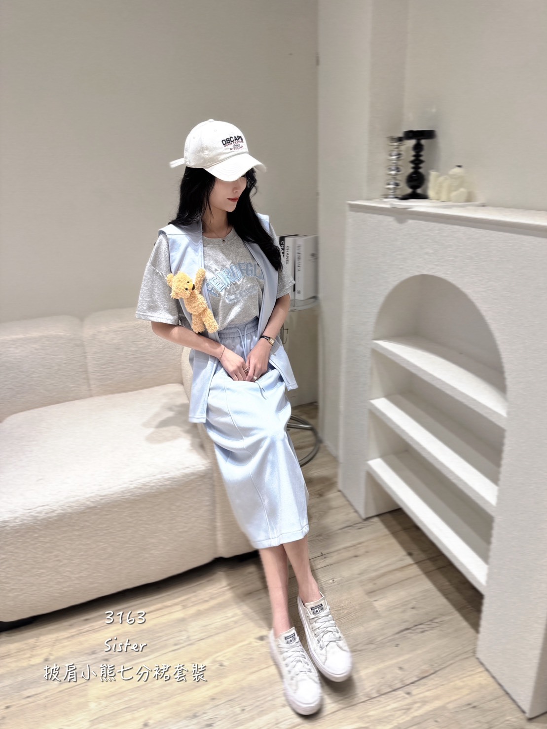 3163披肩小熊七分裙套裝 (4)