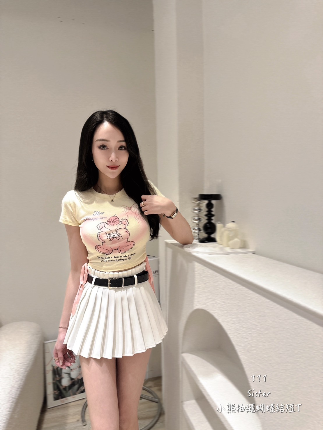 111小熊抽繩蝴蝶結短T (3)