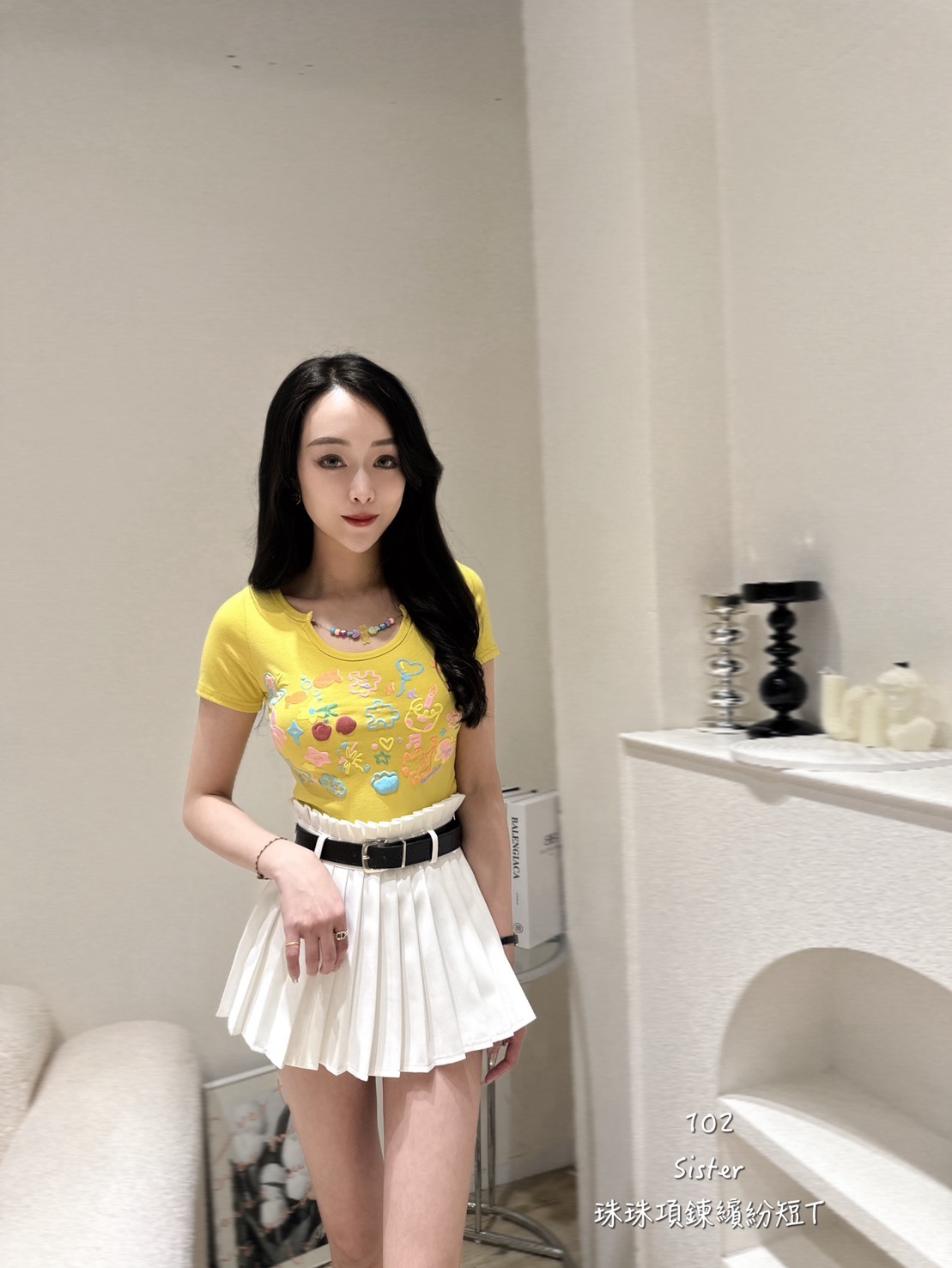 102珠珠項鍊繽紛短T (4)