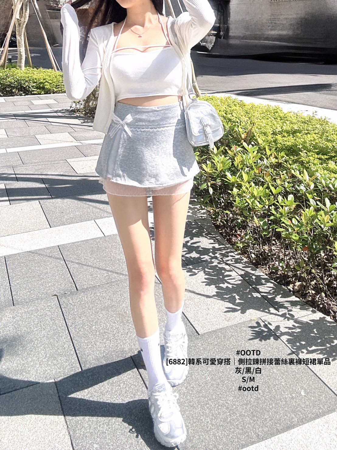 [6882]韓系可愛穿搭｜側拉鍊拼接蕾絲裏褲短裙單品 (4)