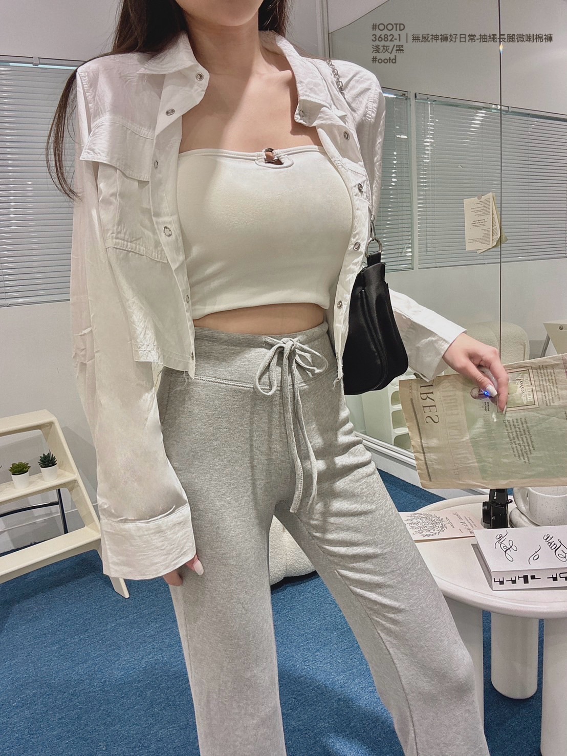 3682-1｜無感神褲好日常-抽繩長腿微喇棉褲 (2)