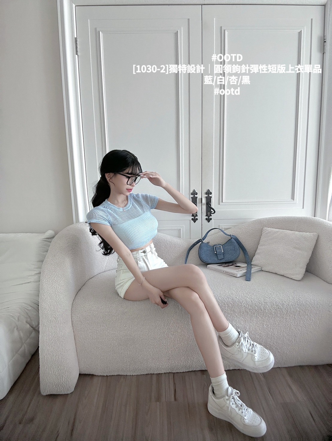 [1030-2]獨特設計｜圓領鉤針彈性短版上衣單品 (5)