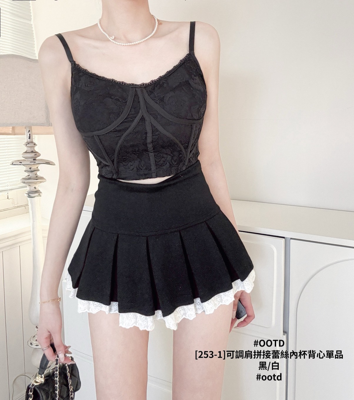 [253-1]可調肩拼接蕾絲內杯背心單品 (5)