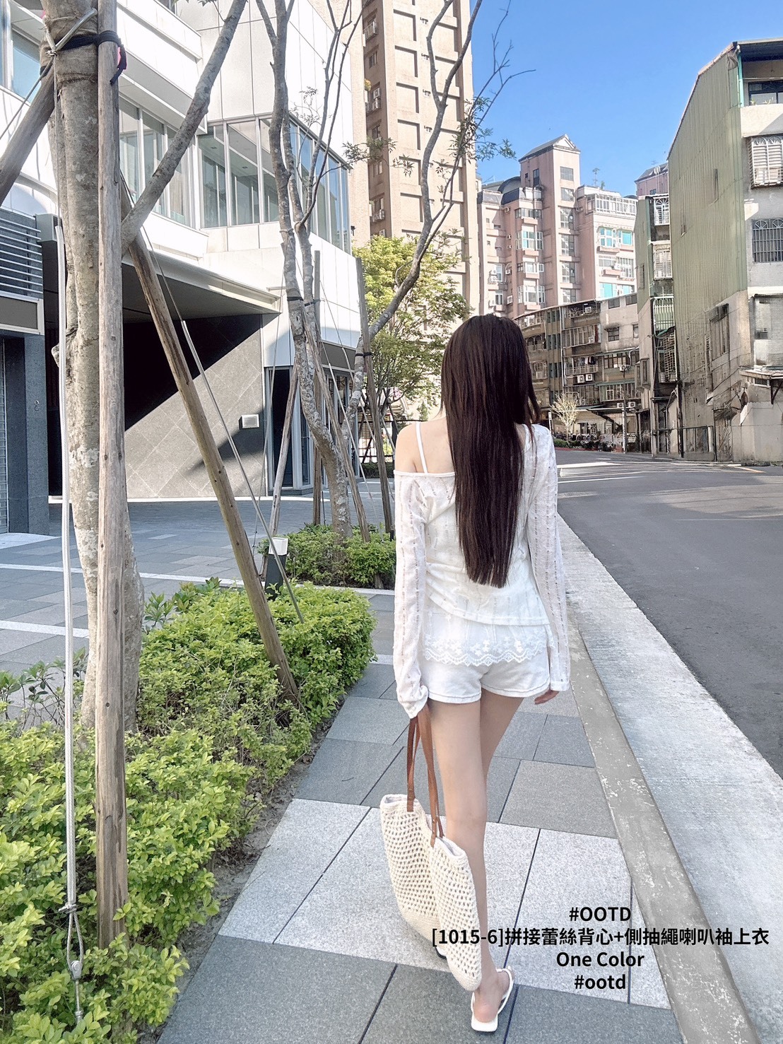 [1015-6]拼接蕾絲背心+側抽繩喇叭袖上衣 (3)